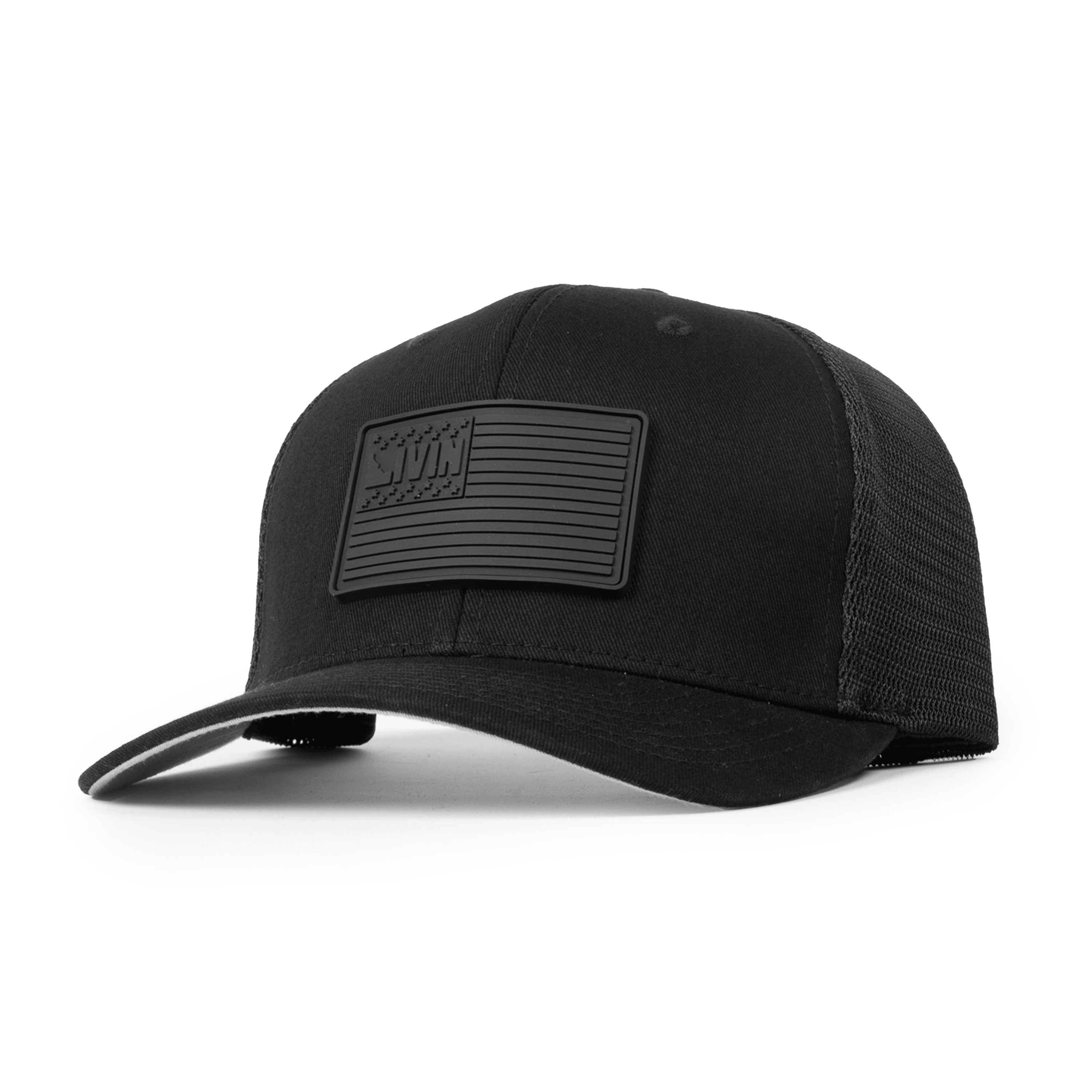 Blackout Edition American Flag Flexfit Hat Black / S/M