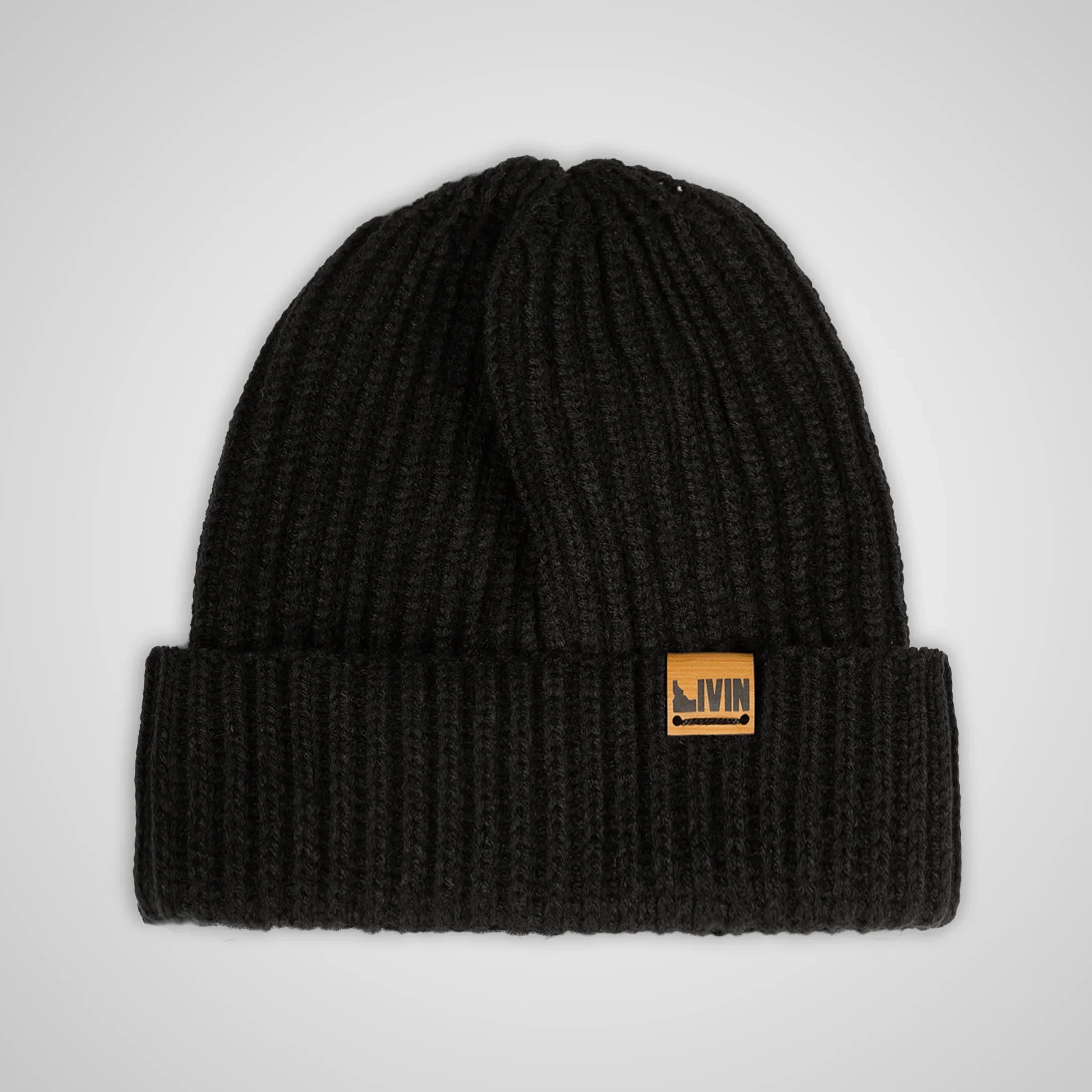 Unisex Livin Ribbed Beanie | Black - Bamboo Tag
