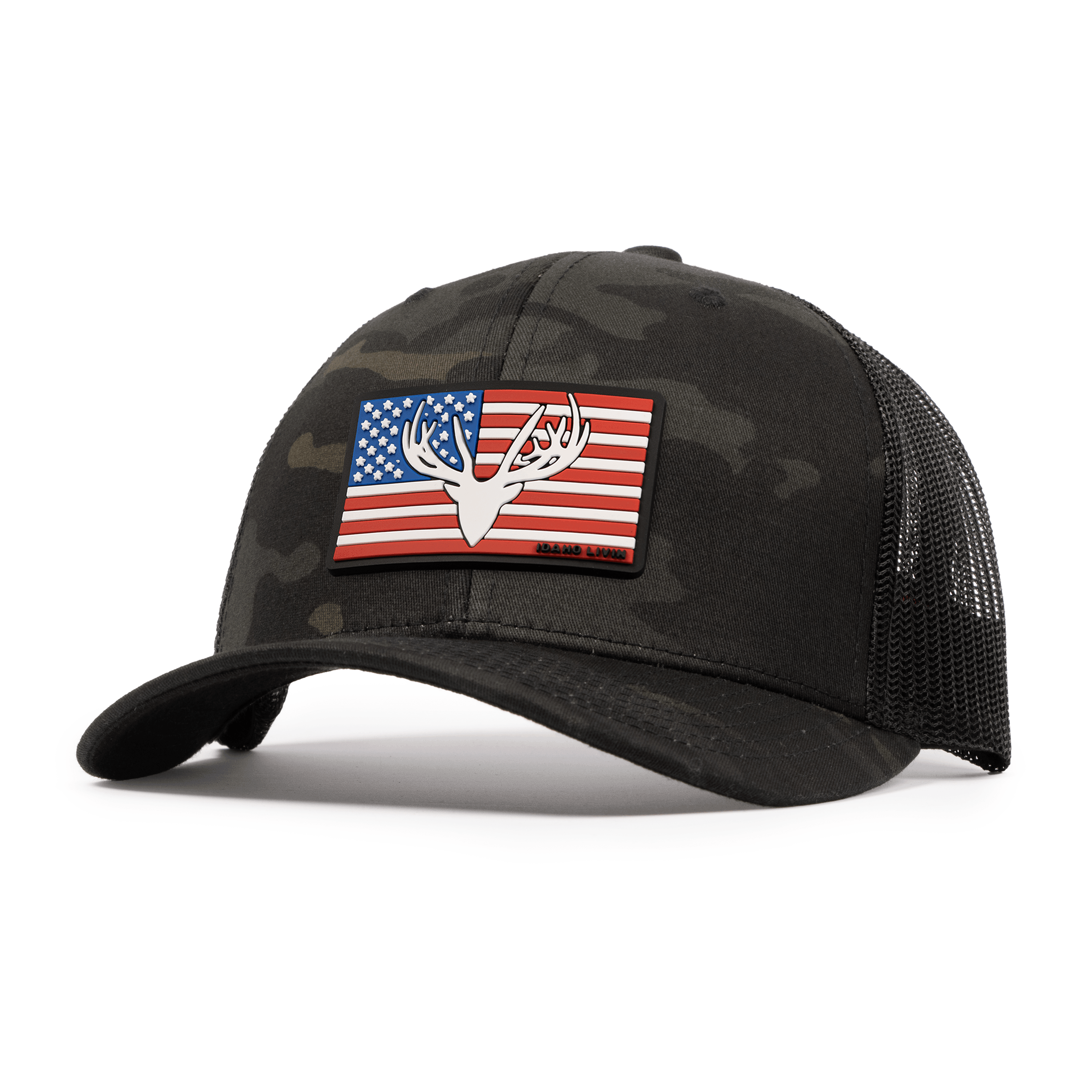 Elk Flag Multicam Trucker Hat - Idaho Livin
