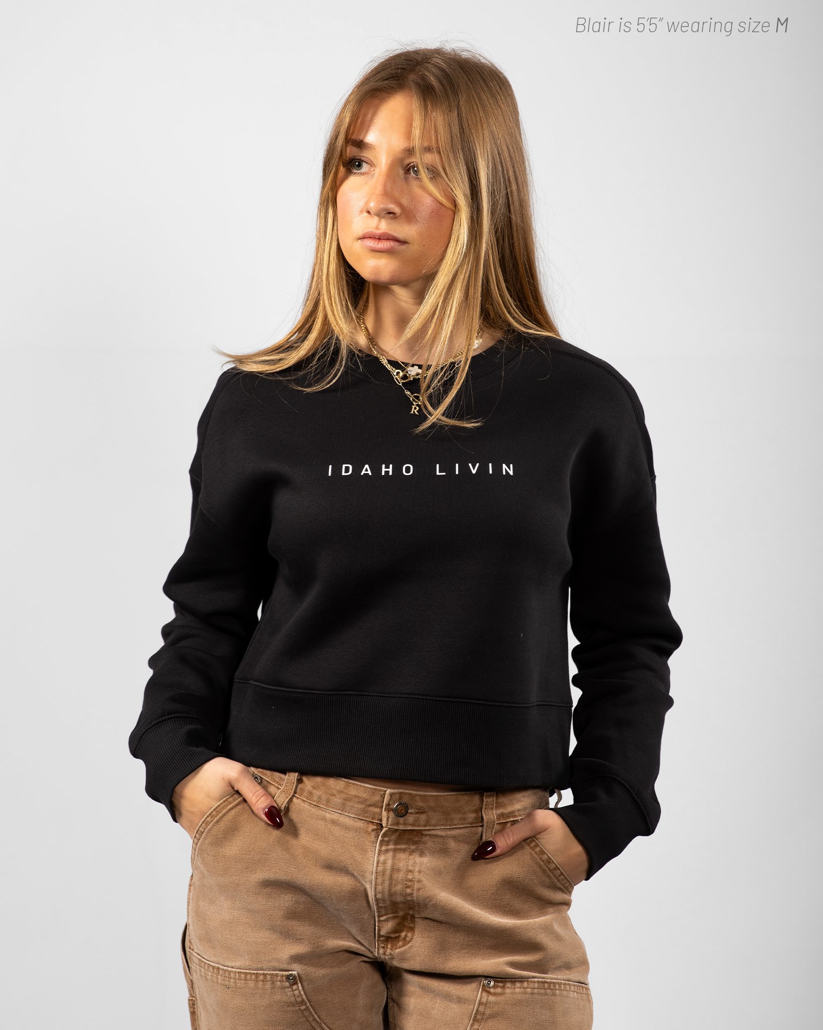 Womens Branded Cropped Crewneck
