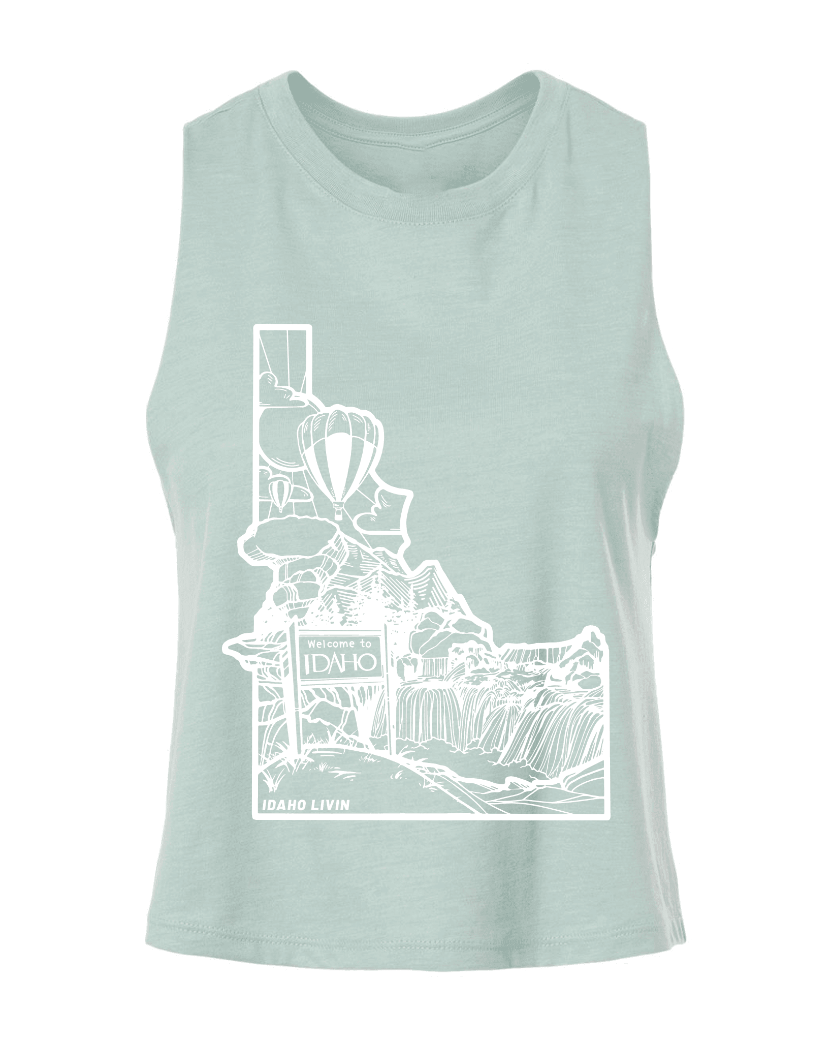 Womens Idaho Cropped Muscle Tank - Idaho Livin