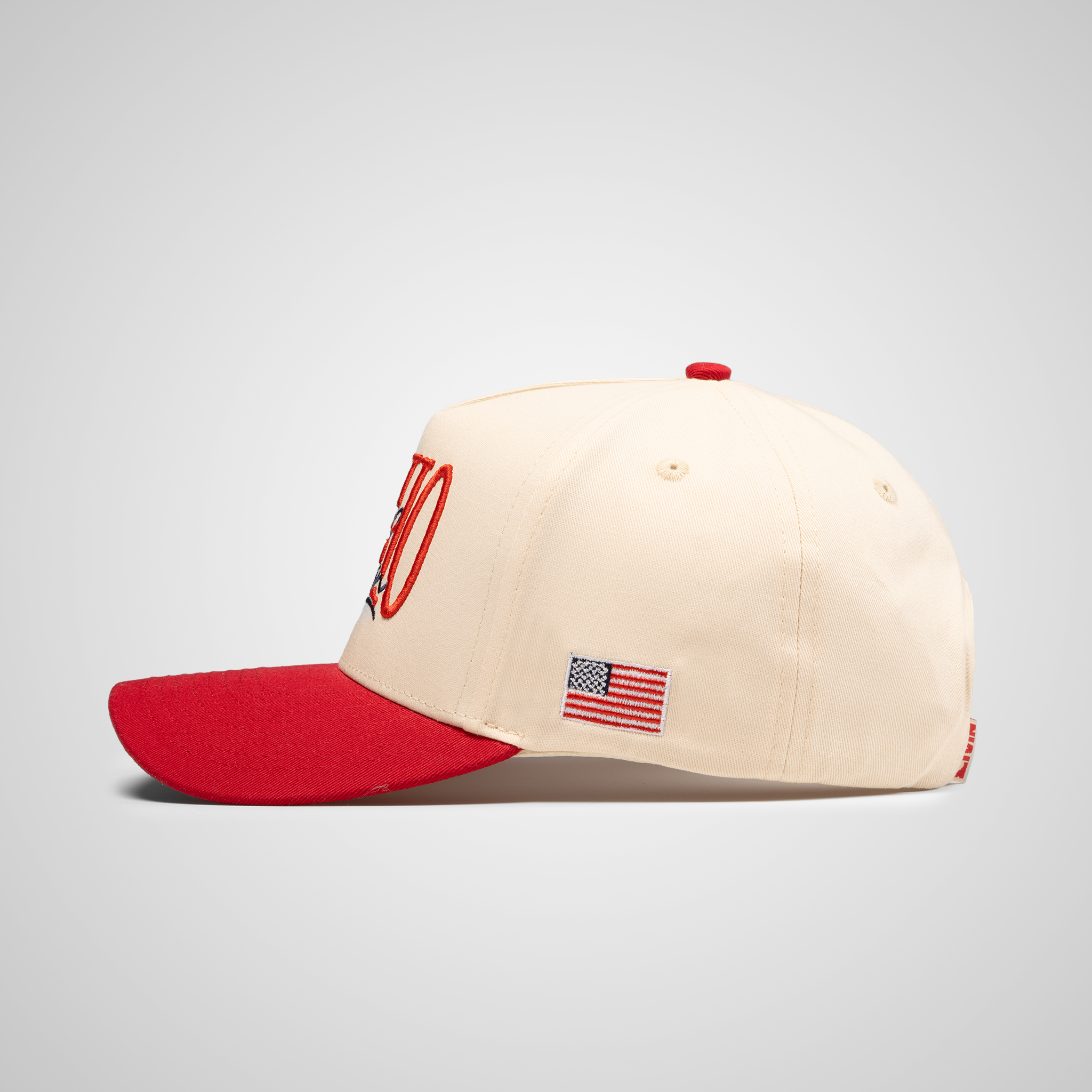 Idaho Script Flag Retro Hat | Beige/Red