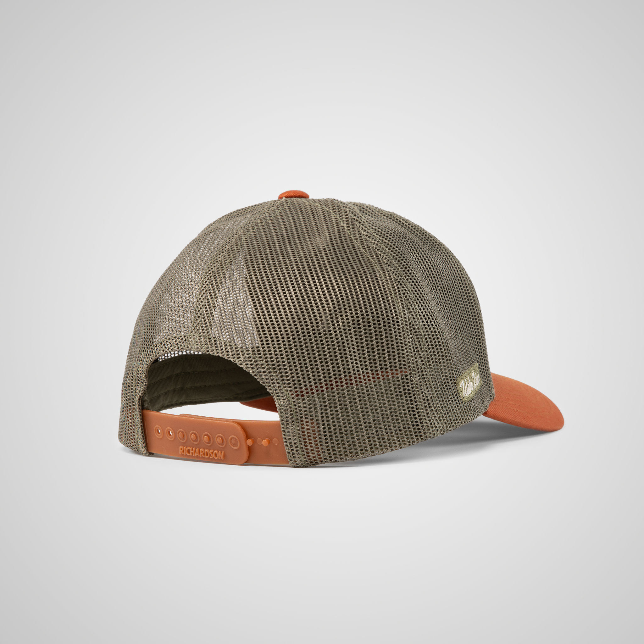 Low Profile Peak Trucker Hat | Cream/Loden/Orange