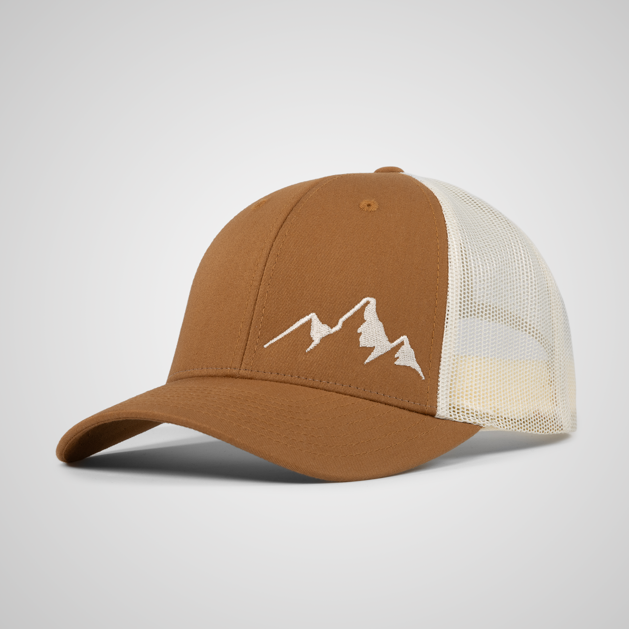 Low Profile Peak Trucker Hat | Carmel/Beige