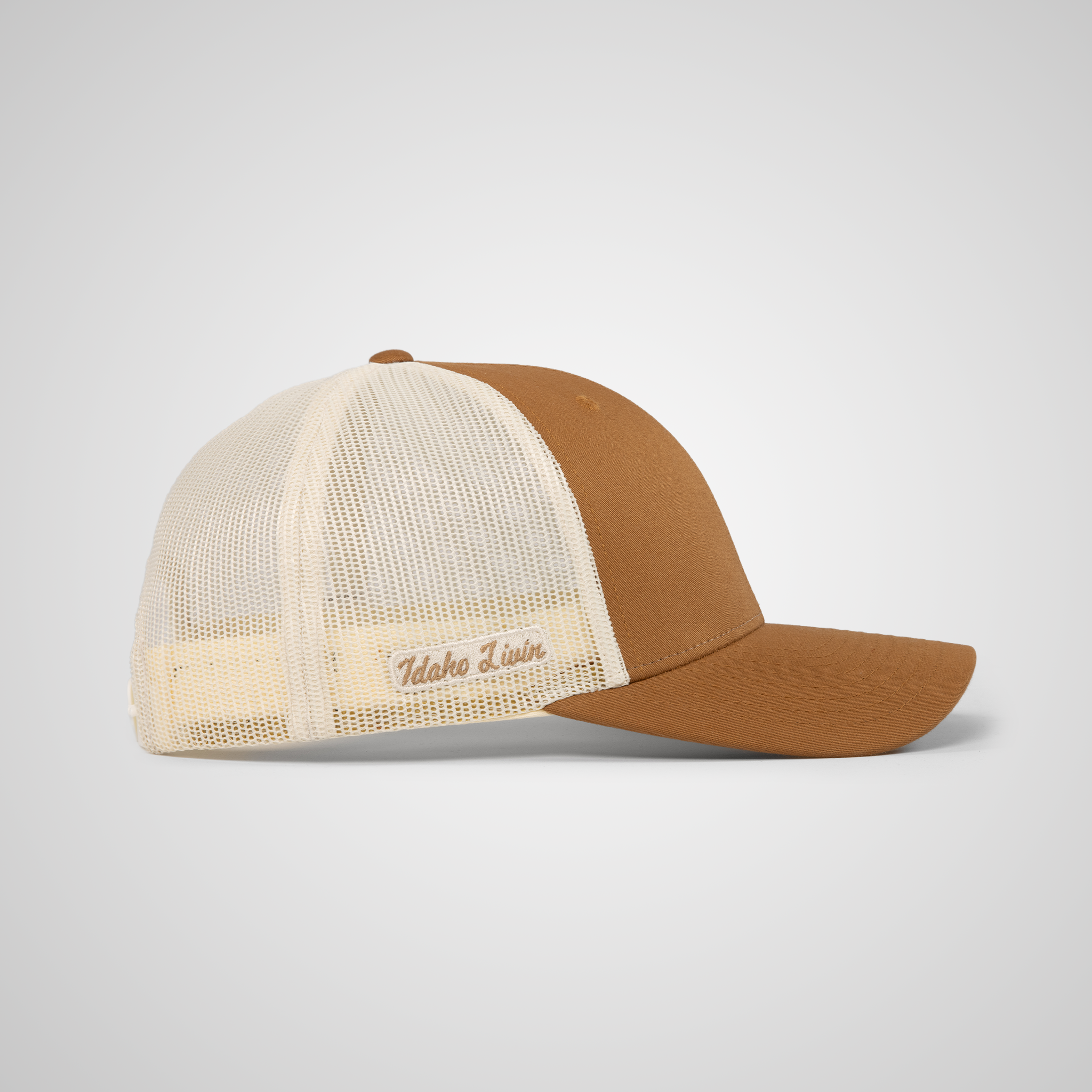 Low Profile Peak Trucker Hat | Carmel/Beige