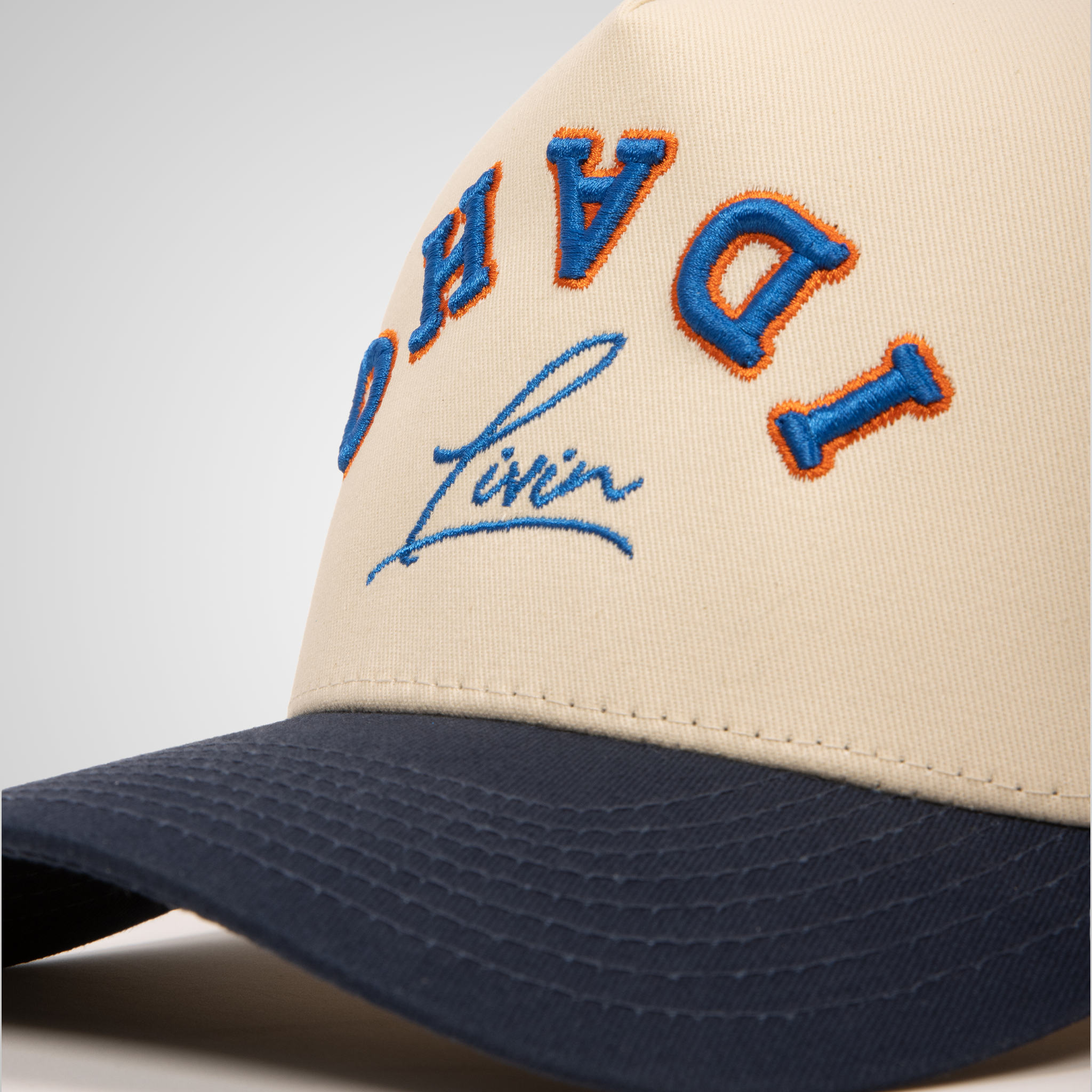 Upside Down Retro Hat - Beige/Navy