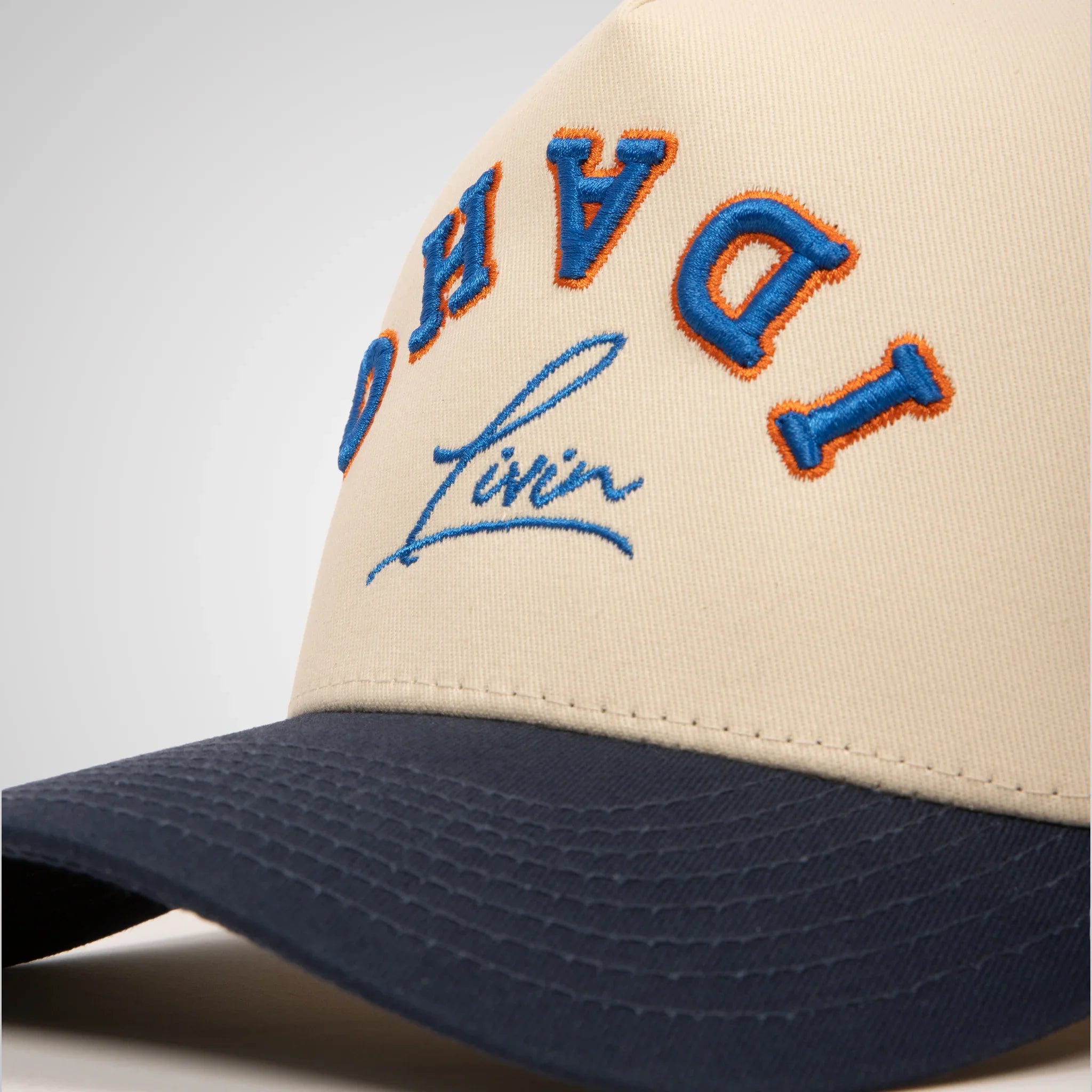 Upside Down Retro Hat - Beige/Navy