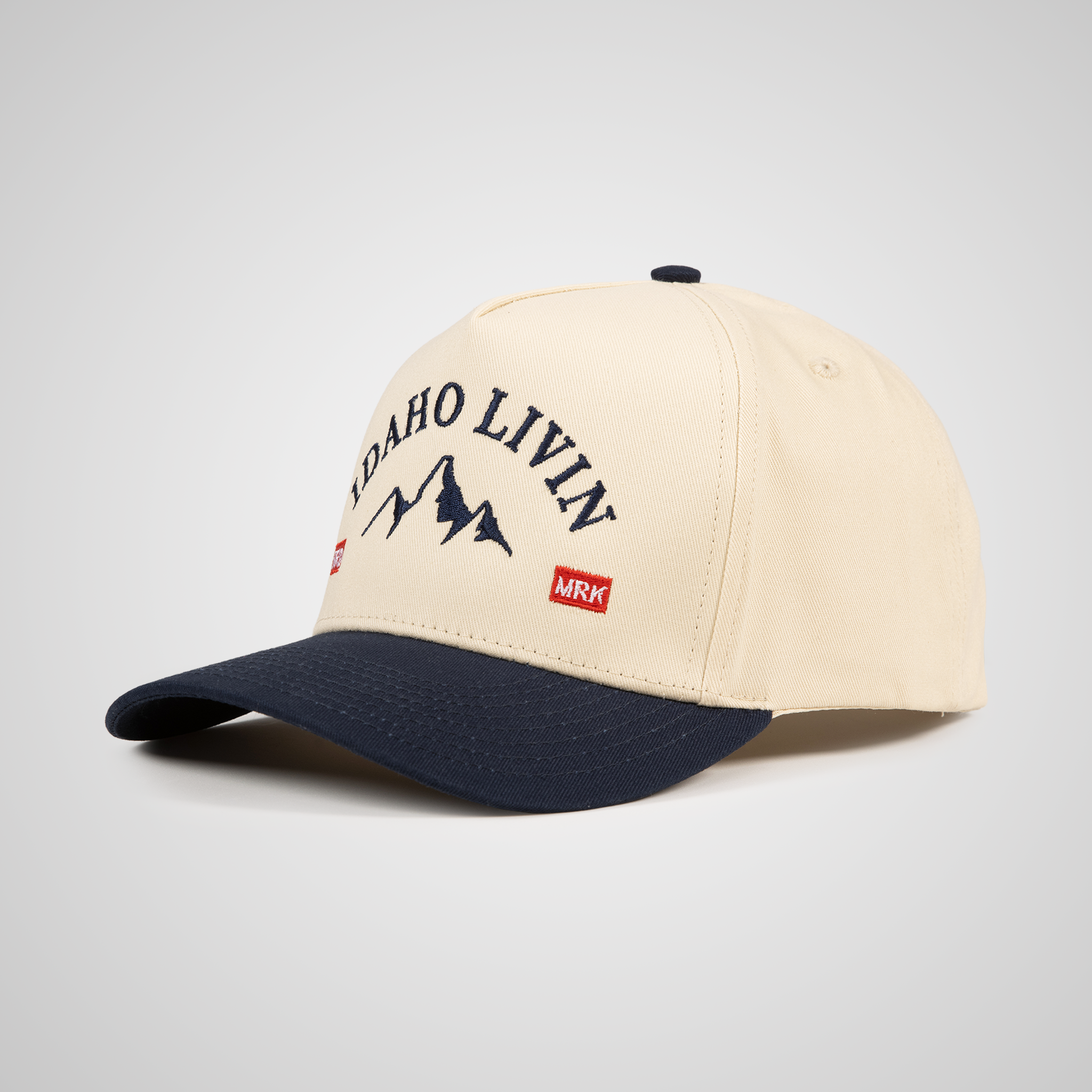 Mountain Peak Retro Hat - Beige/Navy