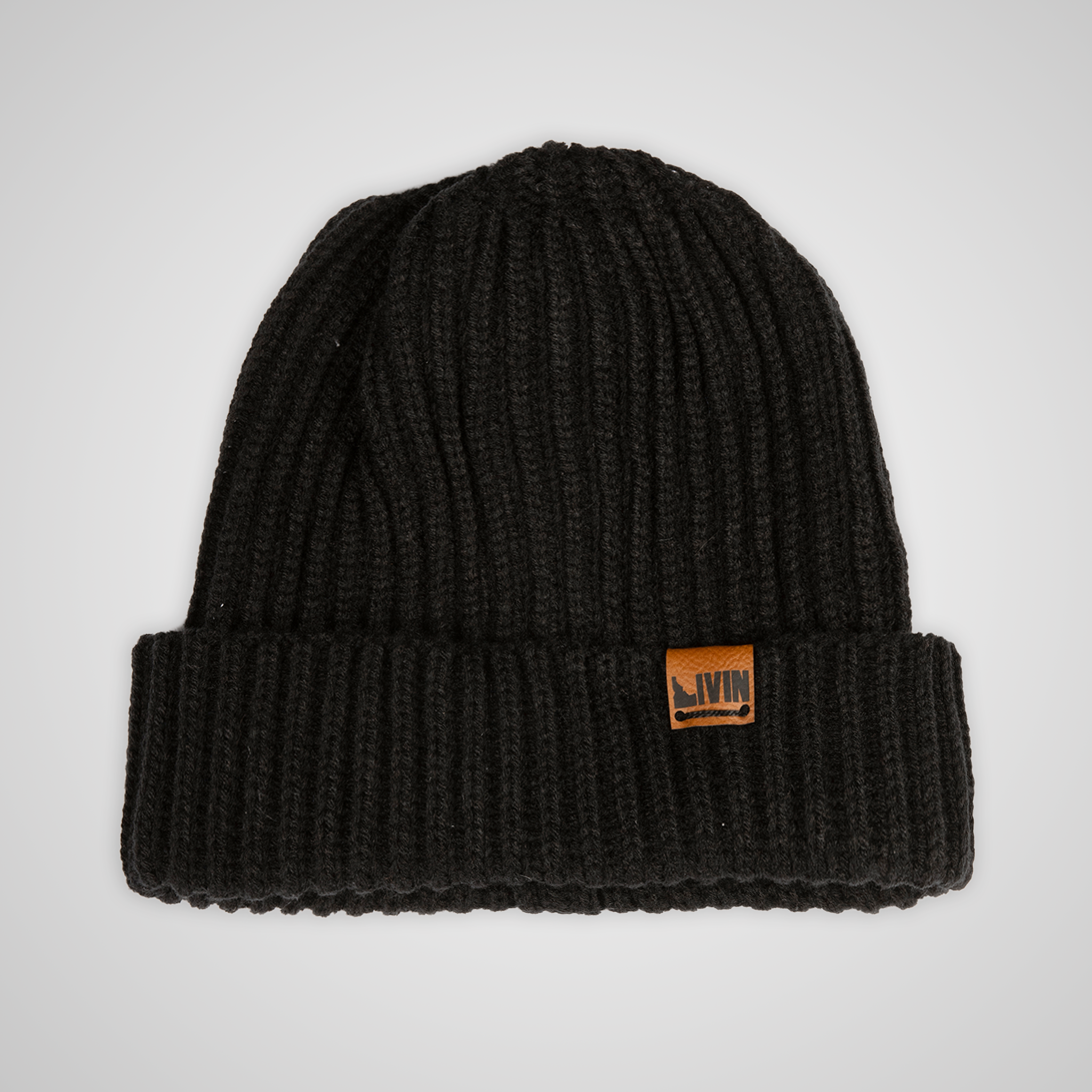 Unisex Livin Ribbed Beanie | Black - Brown Tag