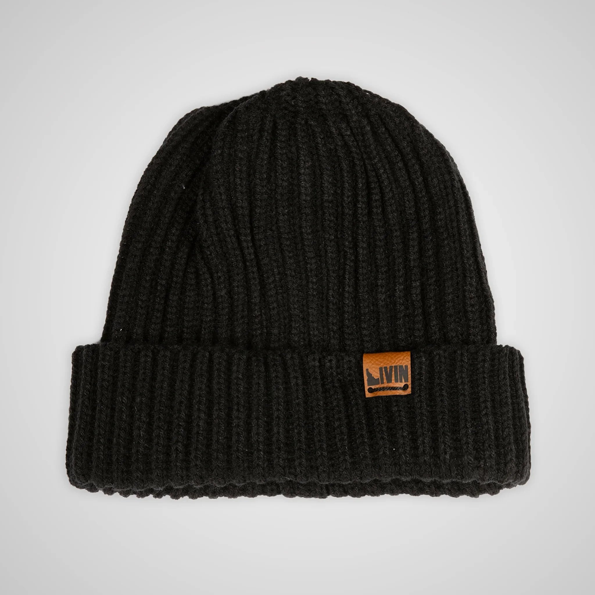 Unisex Livin Ribbed Beanie | Black - Brown Tag