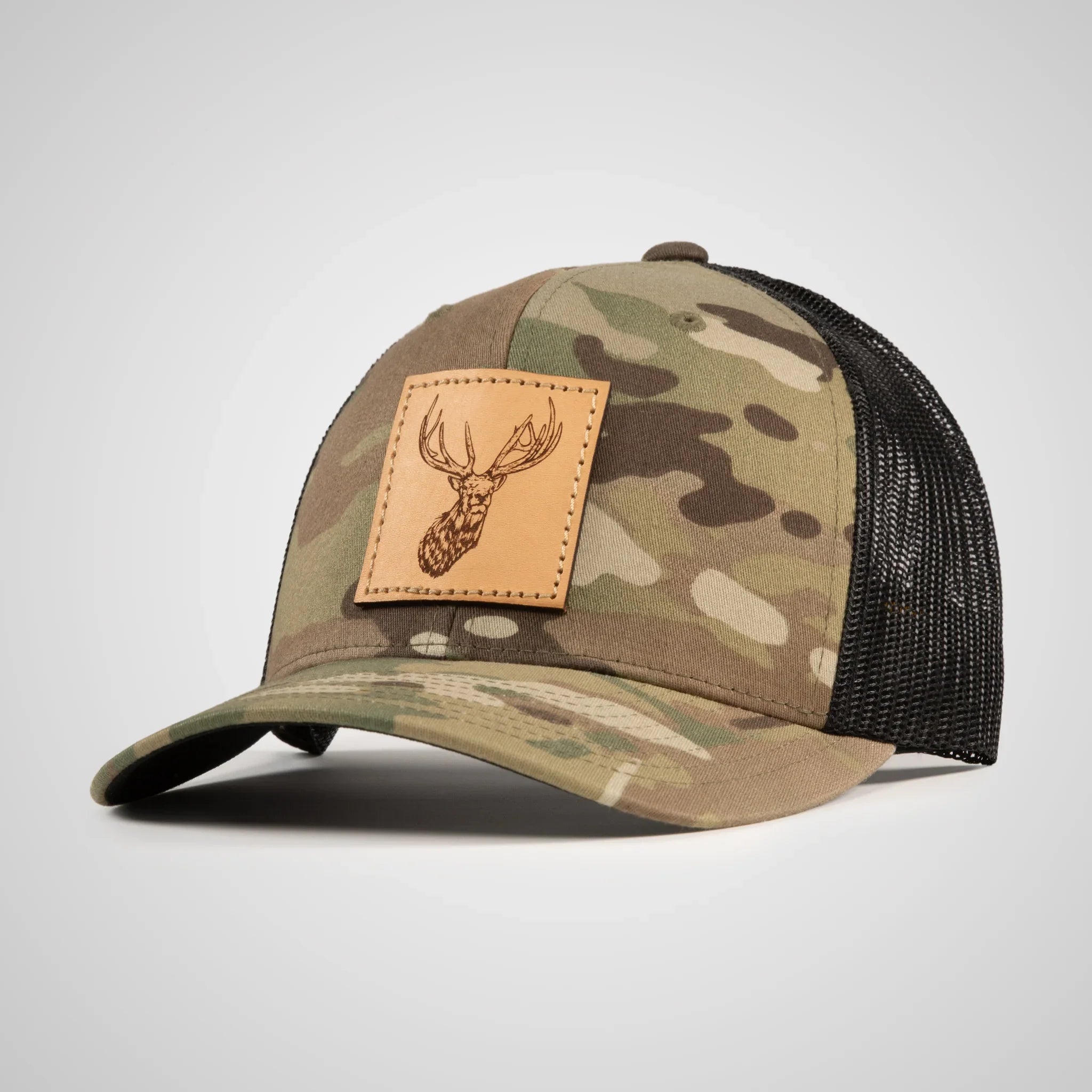 Elk Leather Patch Trucker Hat