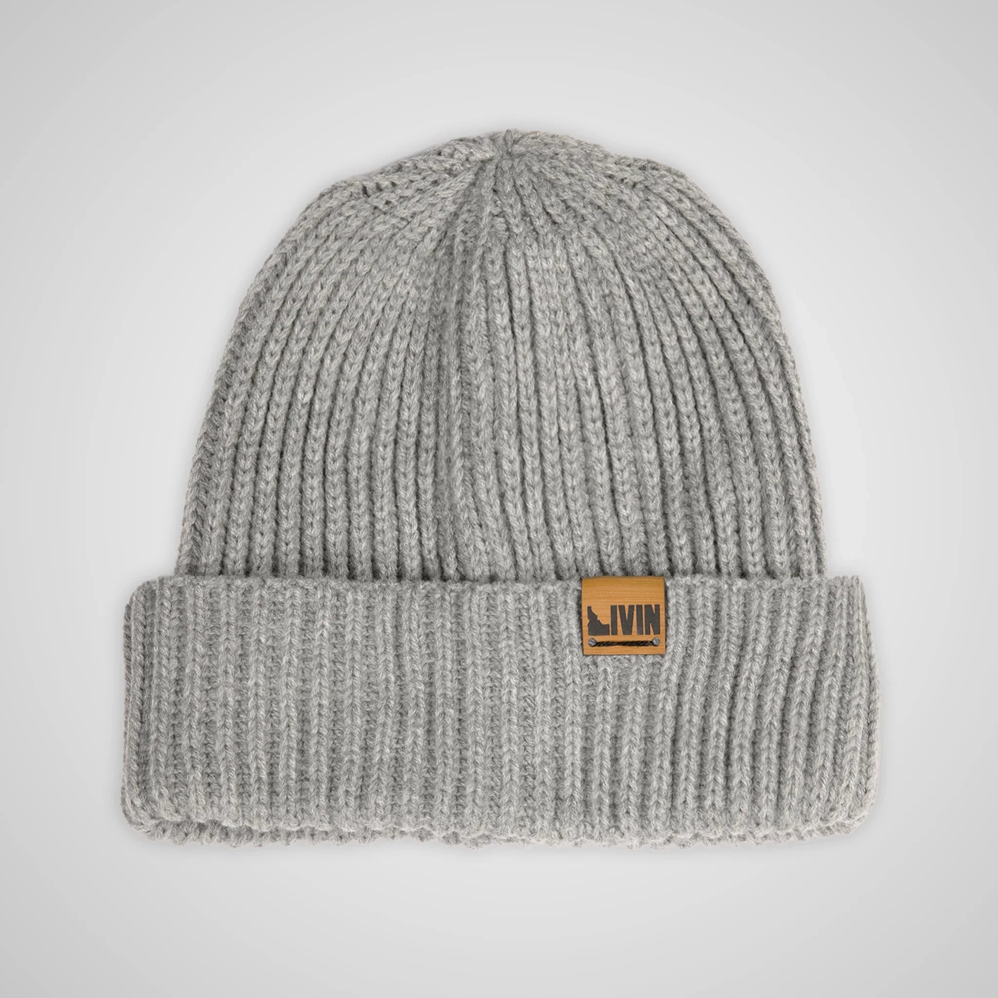 Unisex Livin Ribbed Beanie | Stone - Bamboo tag