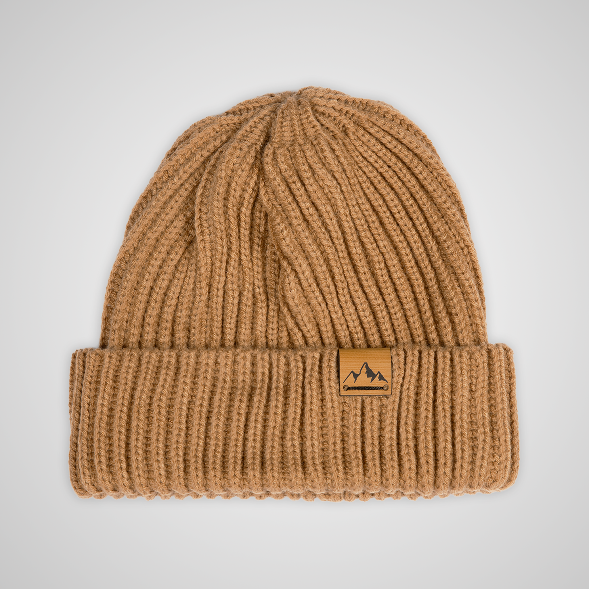 Unisex Peak Ribbed Beanie | Khaki