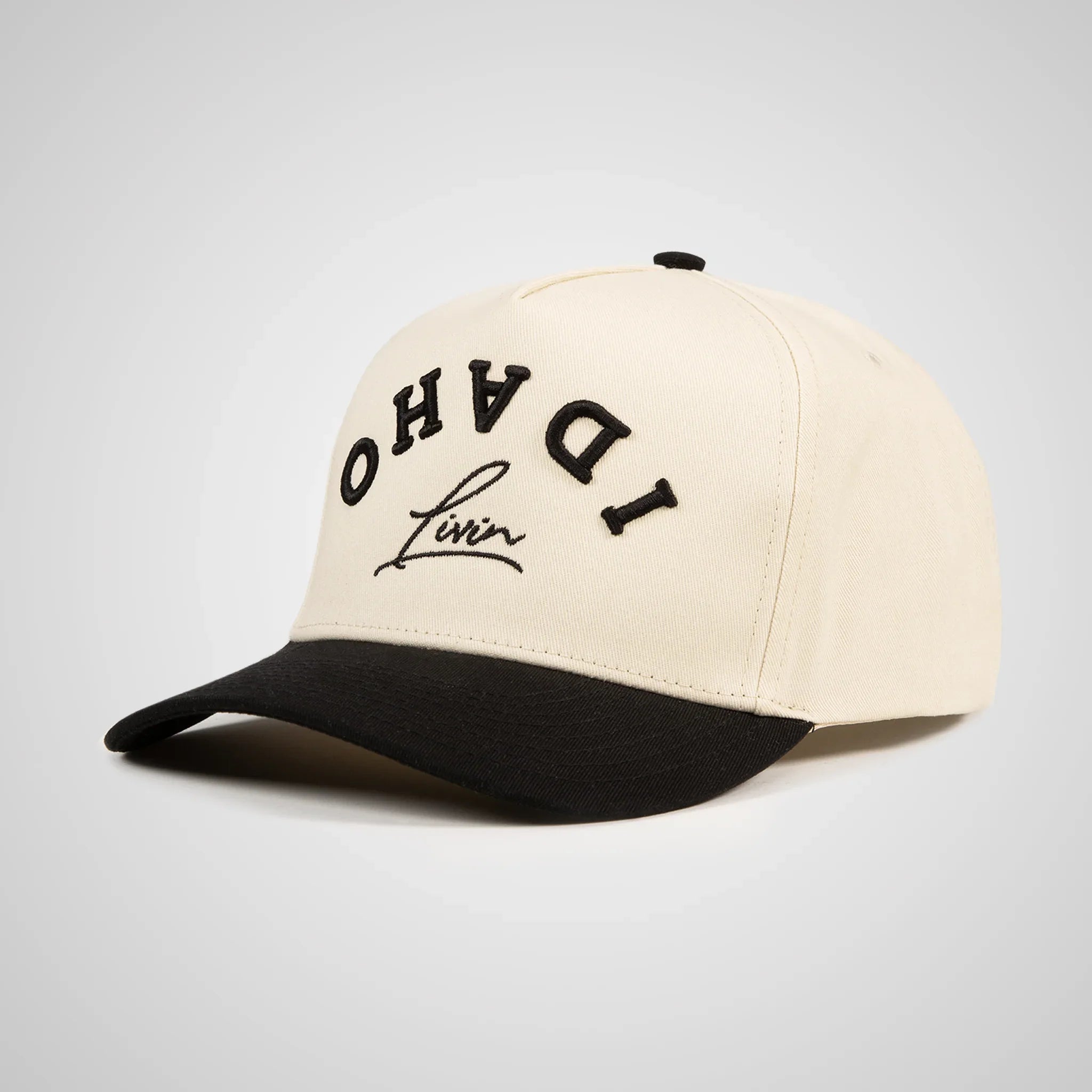 Upside Down Retro Hat - Beige/Black