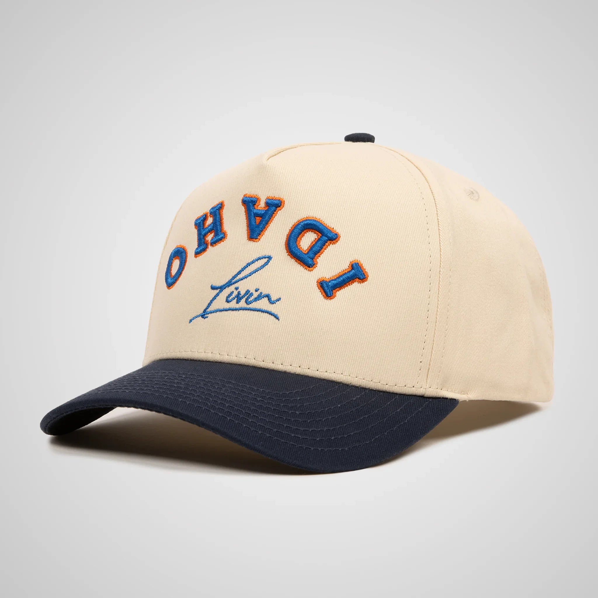 Upside Down Retro Hat - Beige/Navy