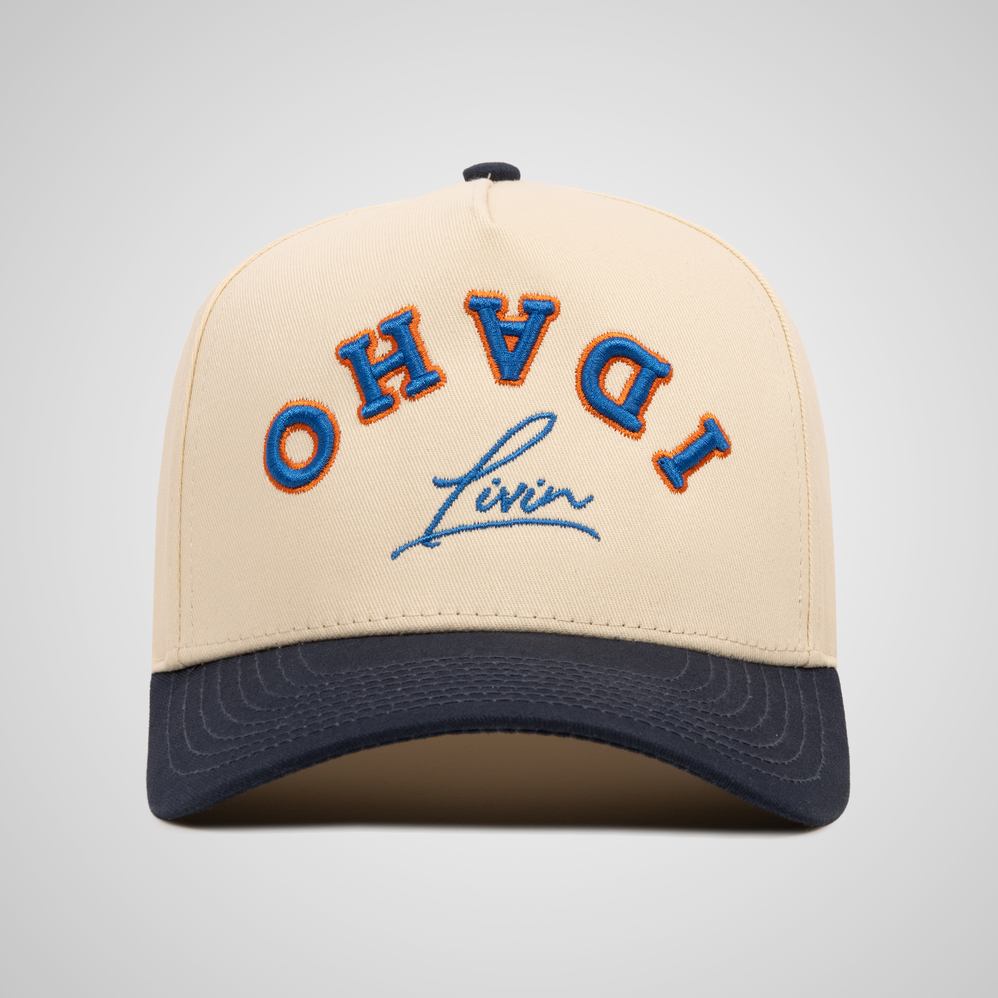 Upside Down Retro Hat - Beige/Navy