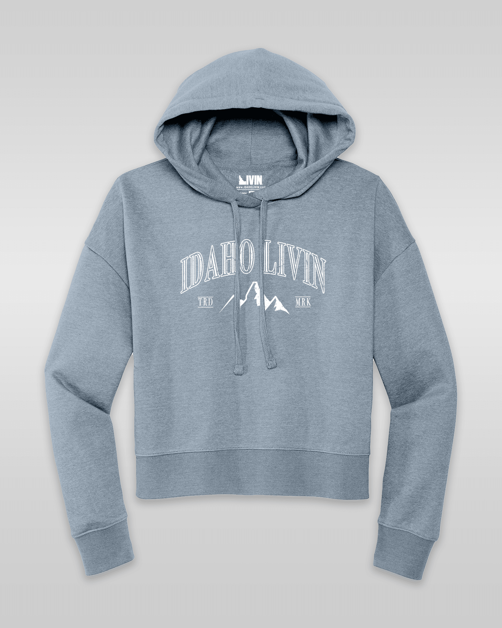 Idaho Livin: Womens Peaks Fleece Hoodie – Soft, Cropped Mountain