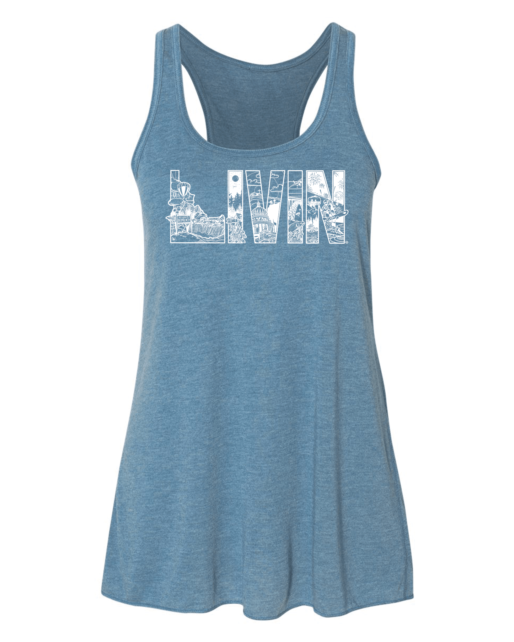 Women's Collage Racerback Tank Idaho Livin