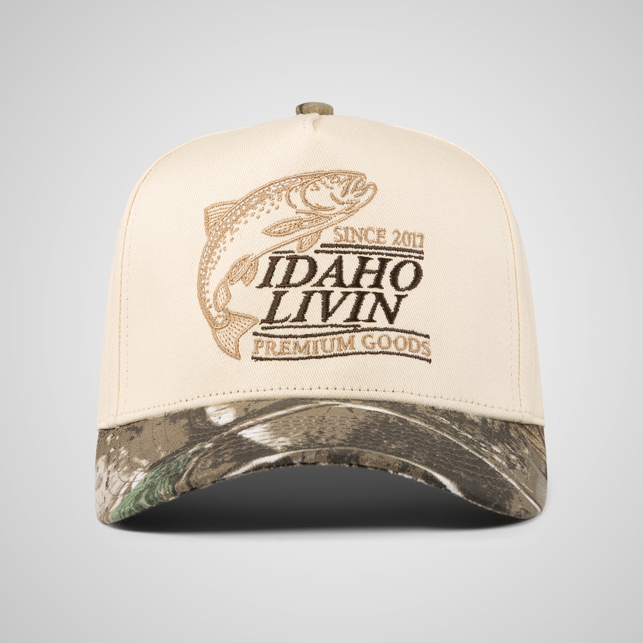 Fish Retro Hat - Beige/Camo