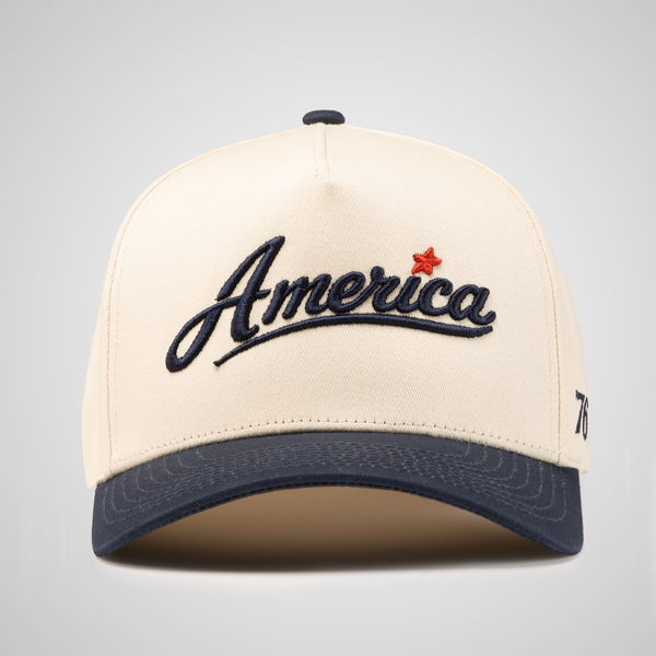 America Retro Hat | Beige Navy