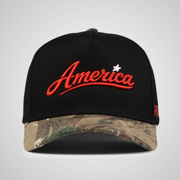 America Retro Hat | Black Camo