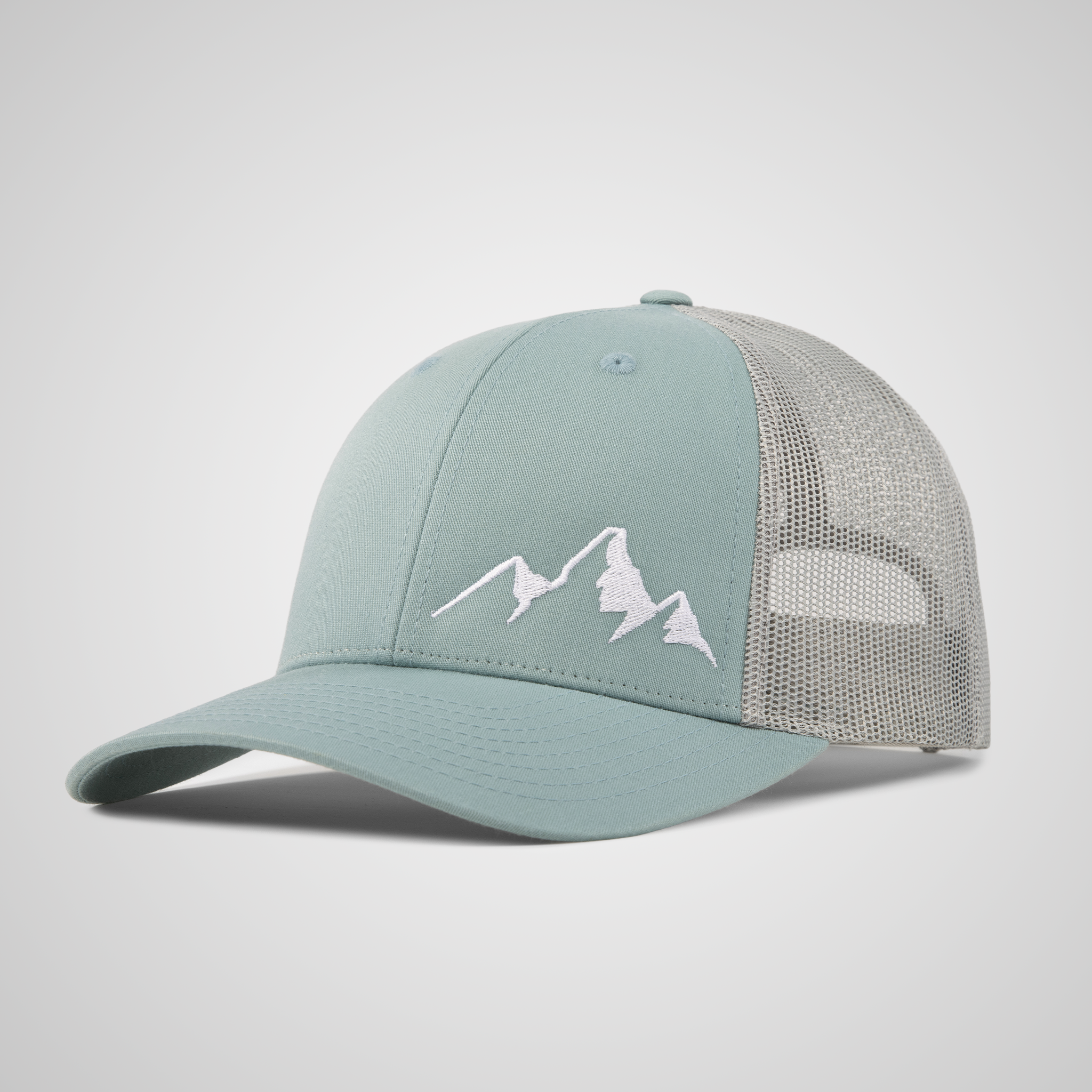Low Profile Peak Trucker Hat | Smoke Blue/Aluminum