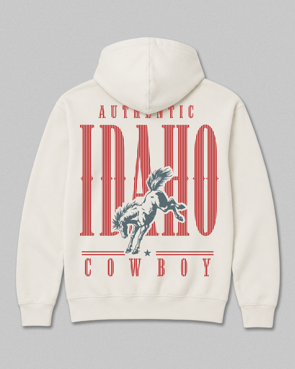 Bronco Heavyweight Hoodie, Bone - back view - Idaho Livin