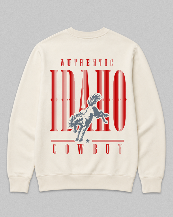 Bronco Heavyweight Crewneck, Bone - back view - Idaho Livin