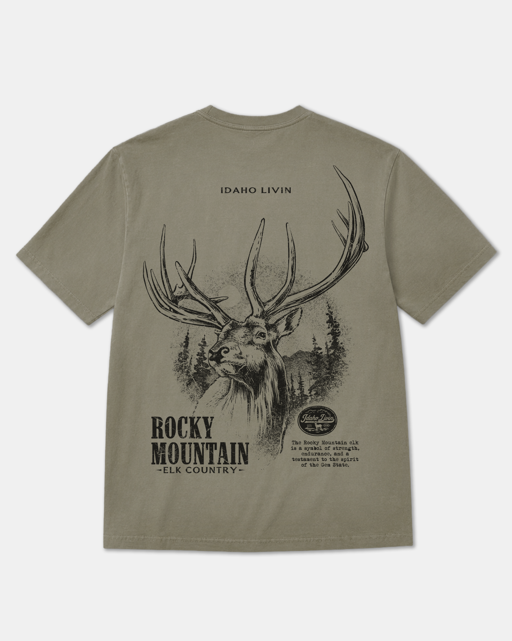 Elk Heavyweight Washed Graphic Tee | Washed Olive