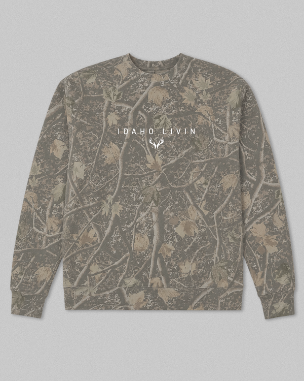 Unisex Heavyweight Camo Crewneck - Idaho Livin