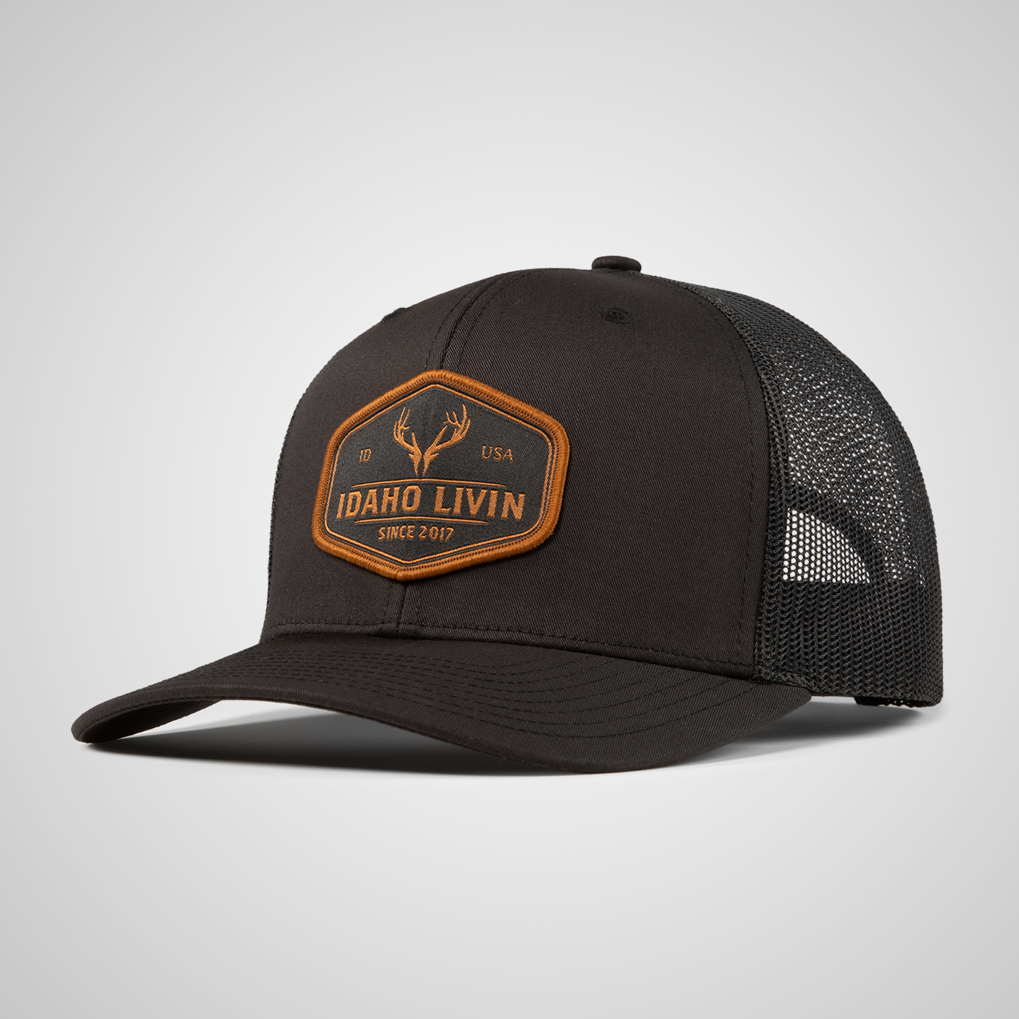 Elk Woven Patch Trucker Hat | Black