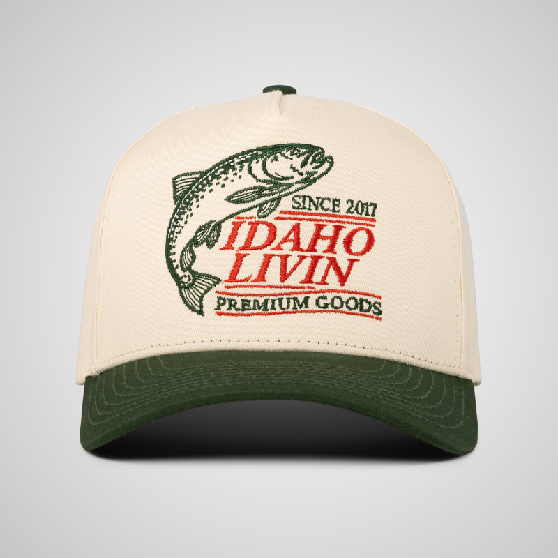 Fish Retro Hat - Beige/Green - Idaho Livin