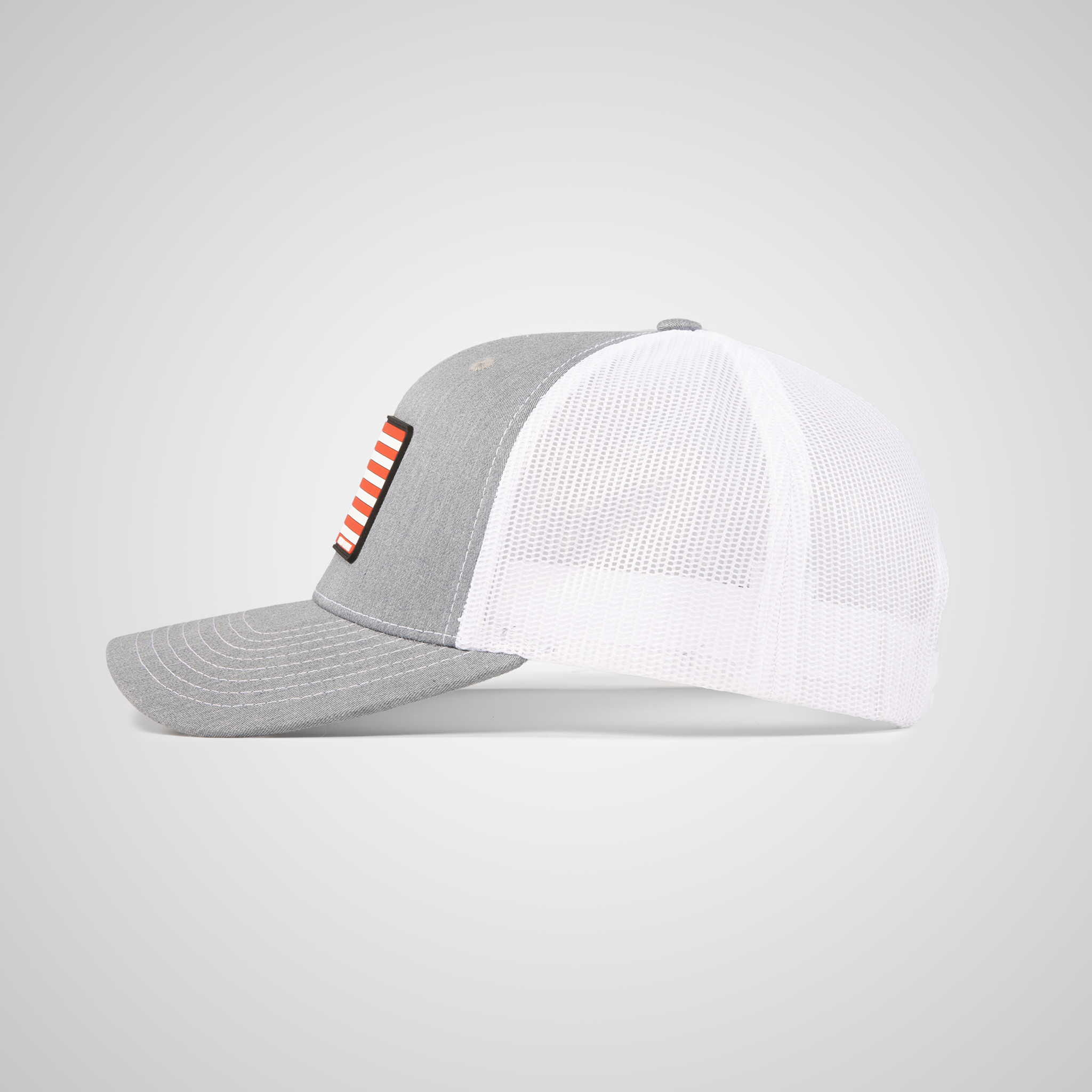 American Flag Patch Trucker Hat | Heather/White