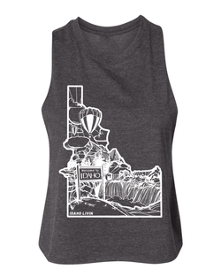 Womens Idaho Cropped Muscle Tank - Idaho Livin