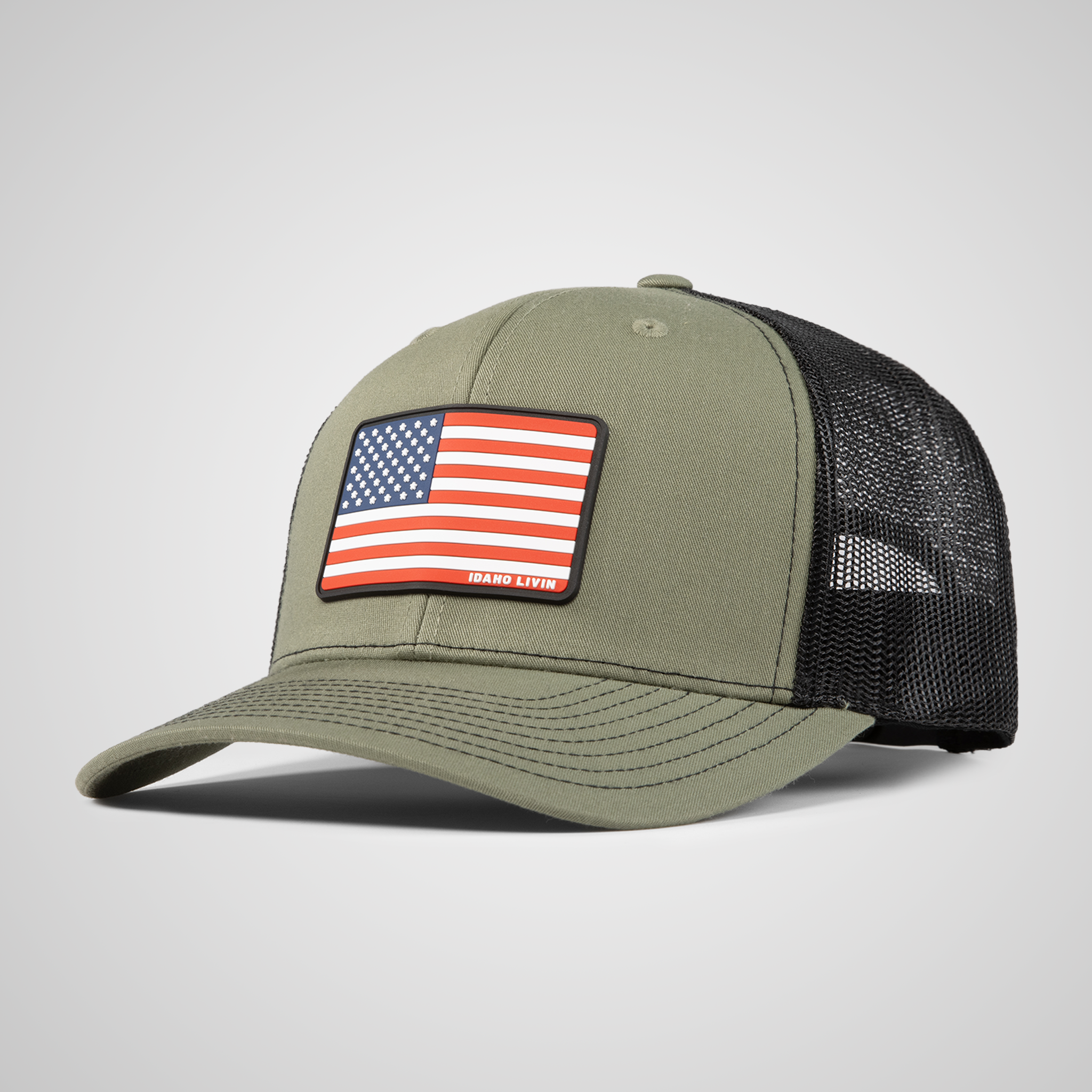 American Flag Patch Trucker Hat | Loden/Black