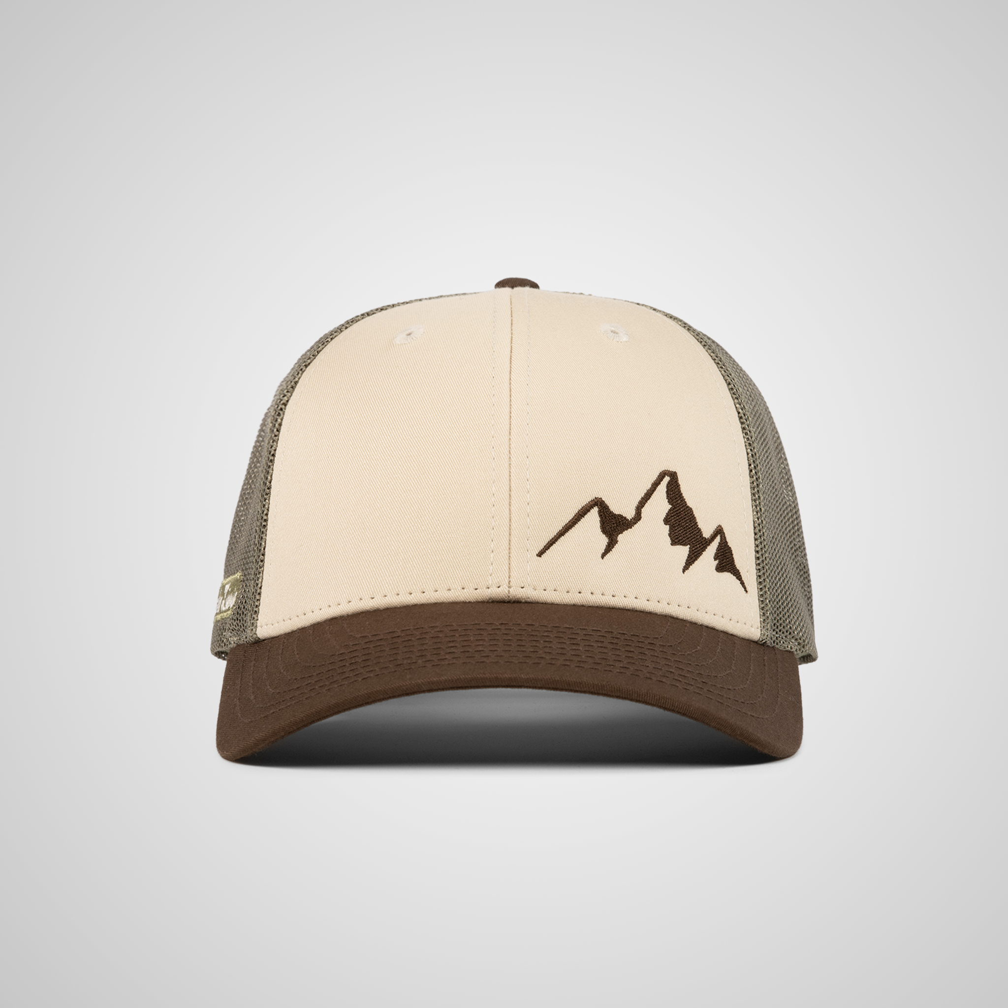 Low Profile Peak Trucker Hat | Beige/Loden/Brown