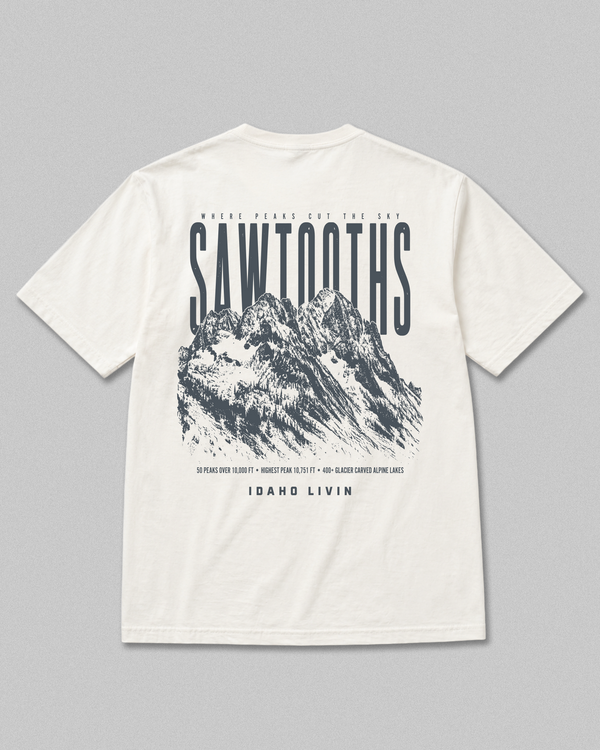Sawtooth Heavyweight Washed Graphic Tee - Vintage White - Idaho Livin
