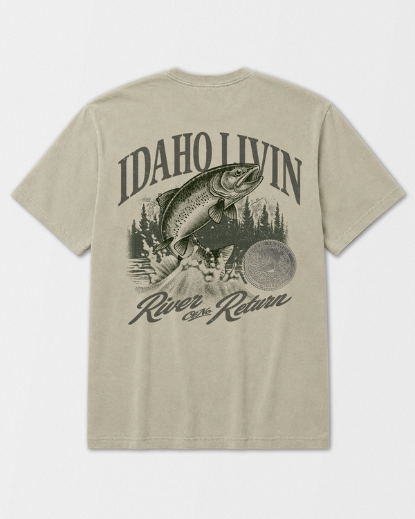Fish Heavyweight Washed Graphic Tee, Washed Thyme - back view - Idaho Livin