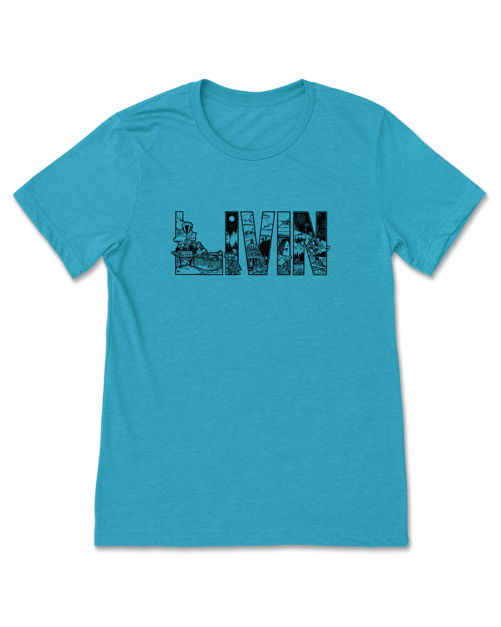 Unisex Collage T-Shirt - Aqua