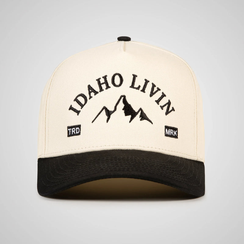 Mountain Peak Retro Hat - Beige/Black - Idaho Livin