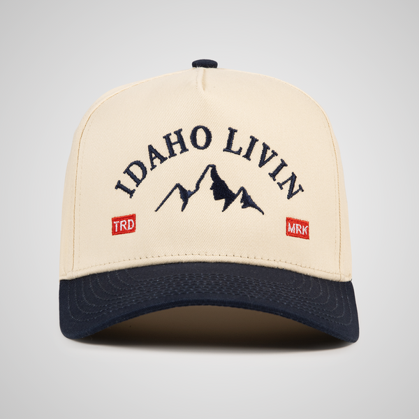 Mountain Peak Retro Hat - Beige/Navy