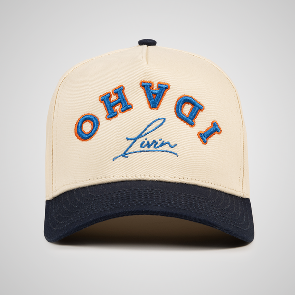 Upside Down Retro Hat - Beige/Navy