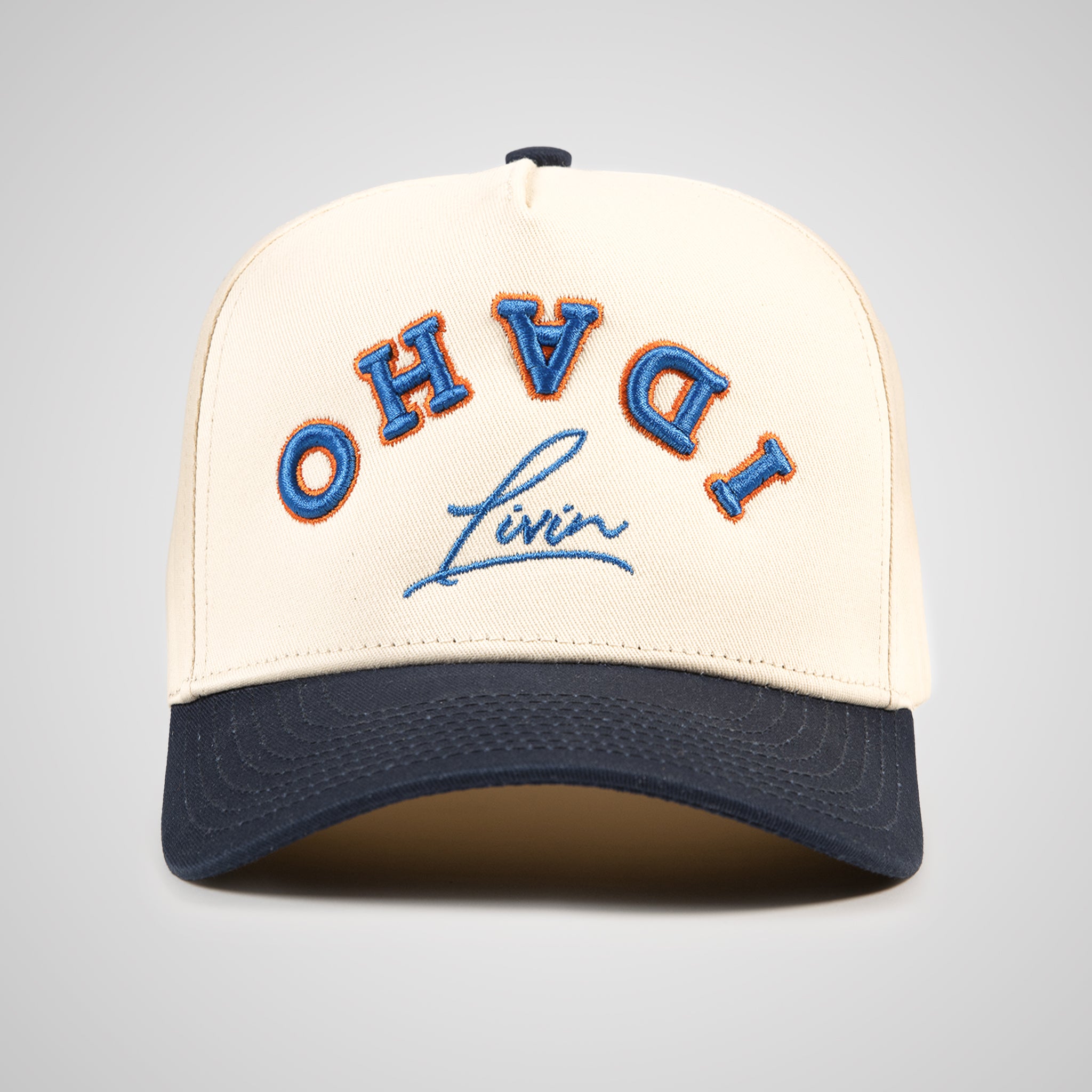 Upside Down Retro Hat - Beige/Navy