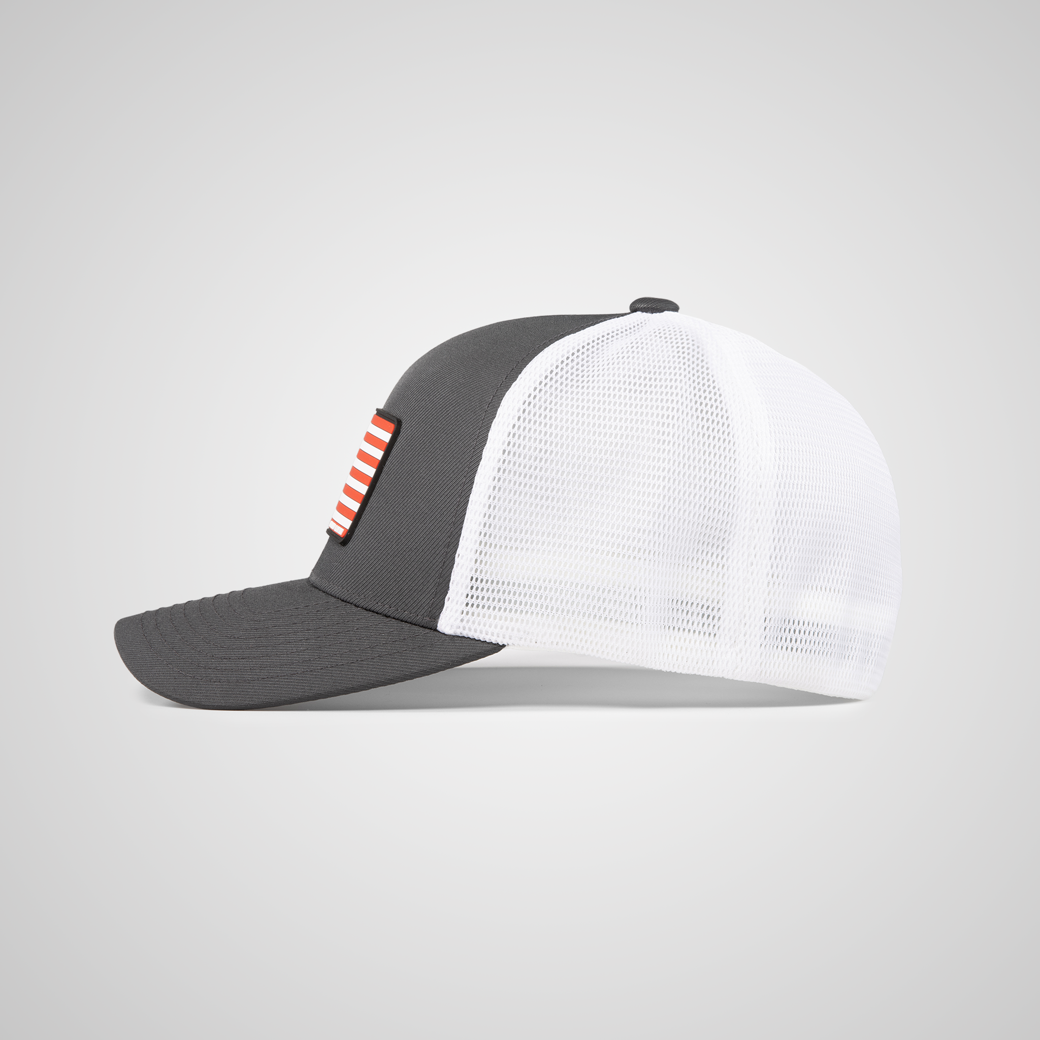 American Flag Patch Flexfit Hat | Charcoal/White