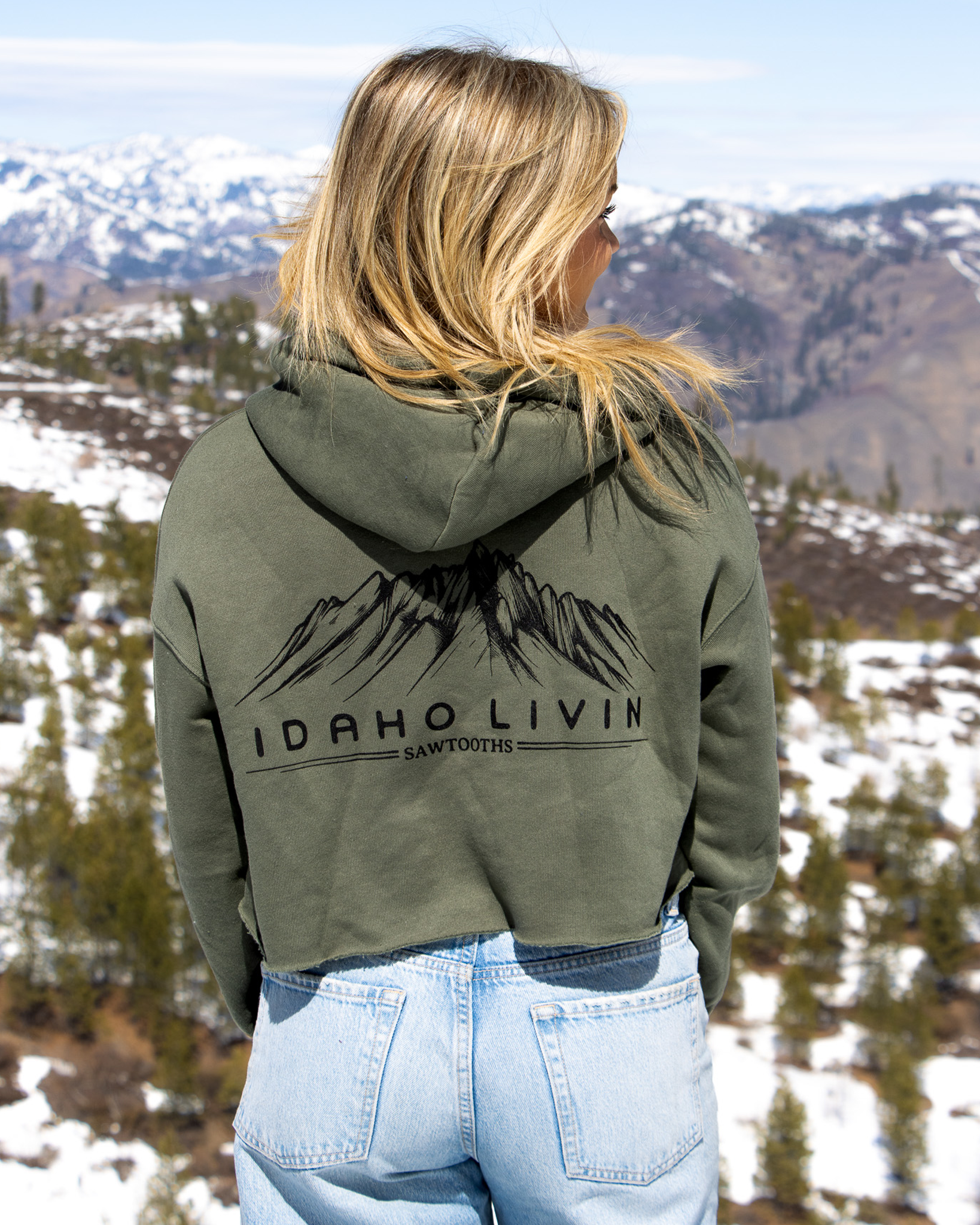 Womens Sawtooth Cropped Hoodie