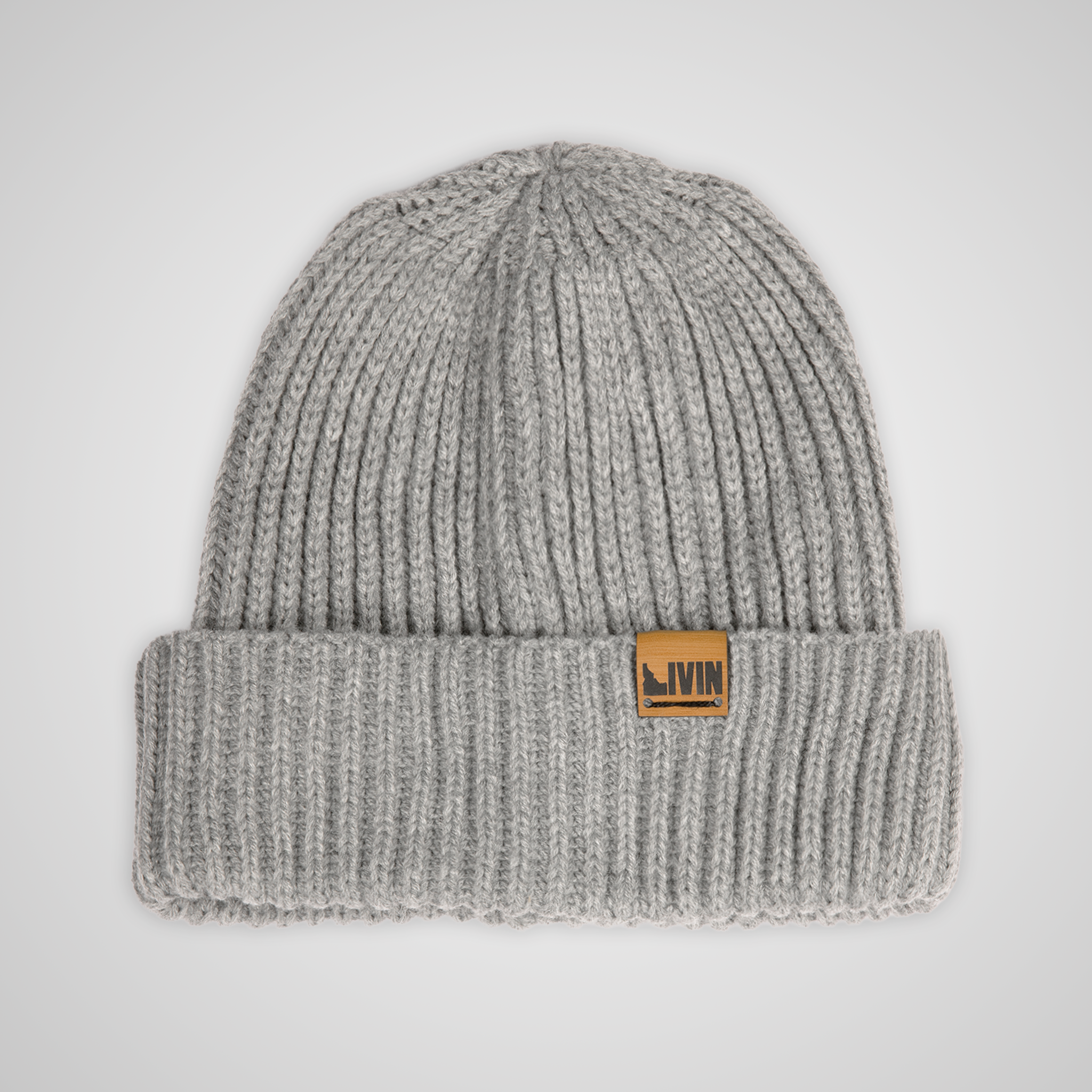 Unisex Livin Ribbed Beanie | Stone - Bamboo tag