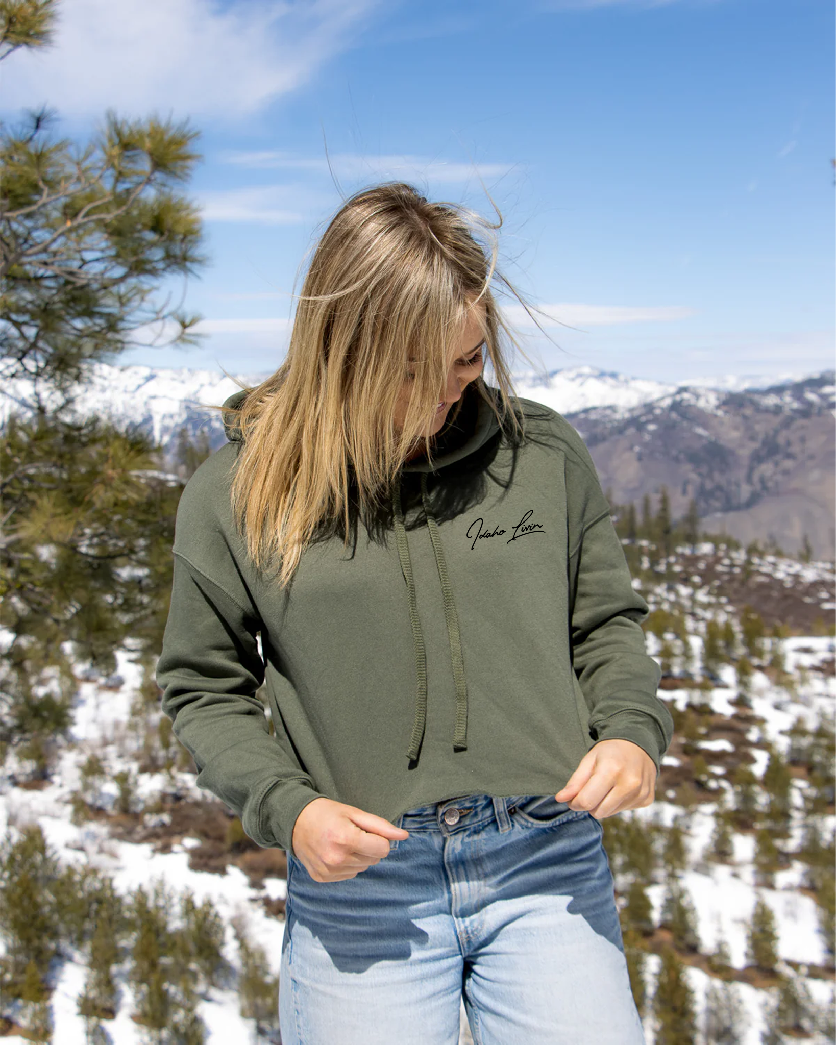 Womens Sawtooth Cropped Hoodie