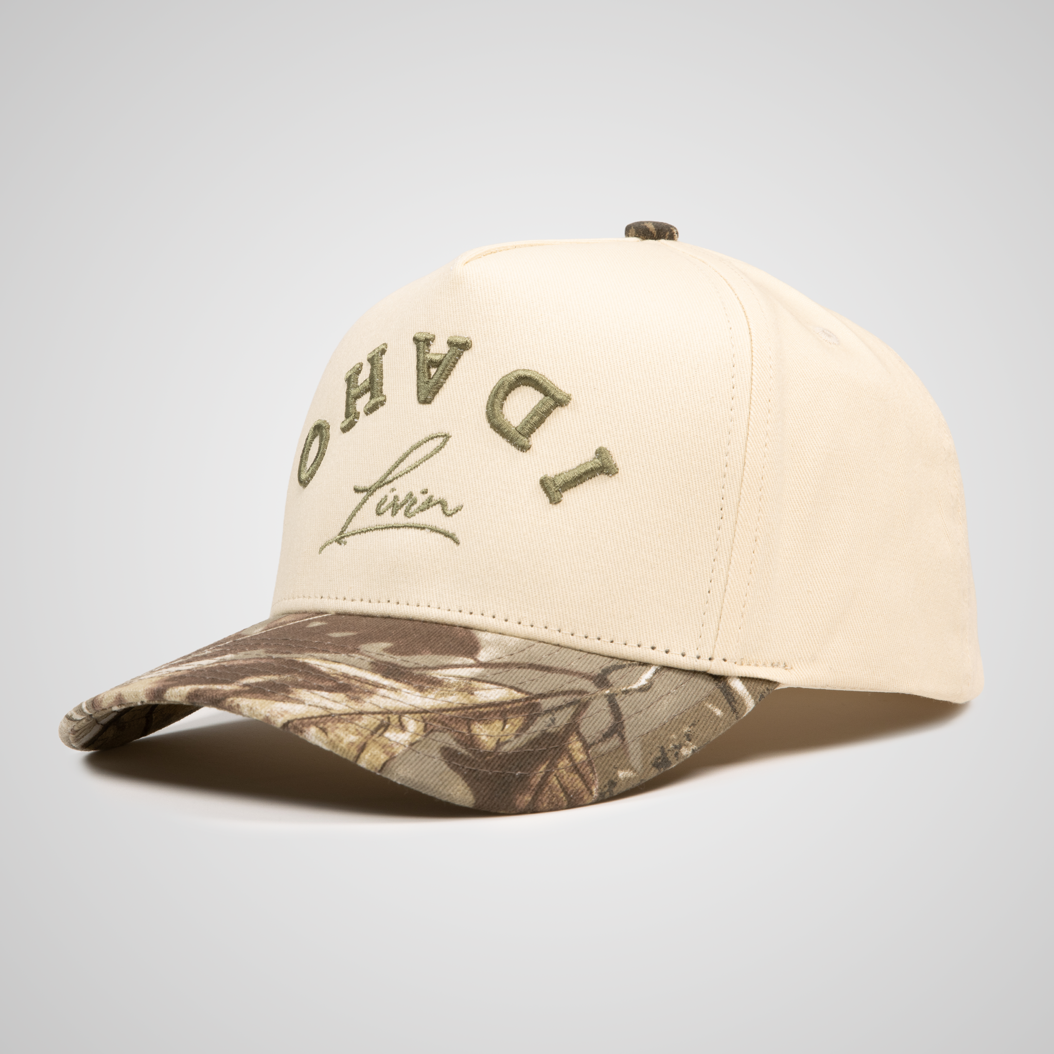 Upside Down Retro Hat - Beige/Camo