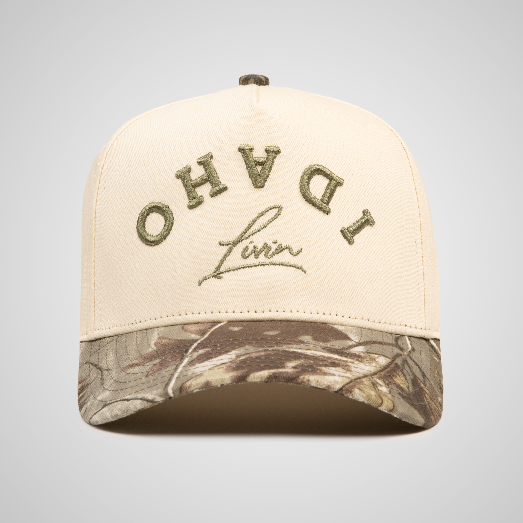 Upside Down Retro Hat - Beige/Camo