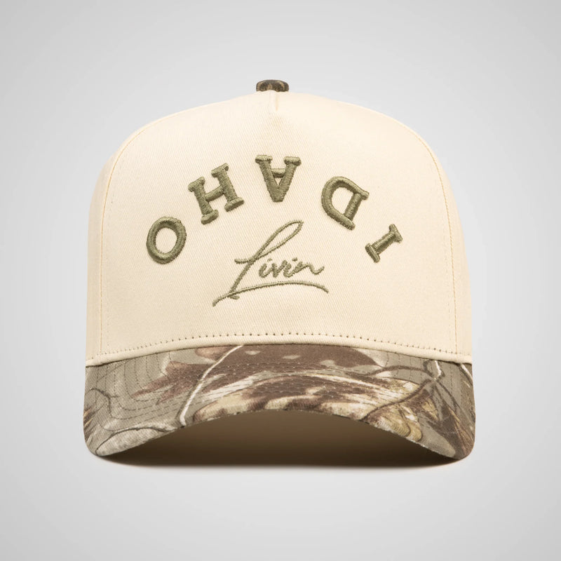 Upside Down Retro Hat - Beige/Camo - Idaho Livin